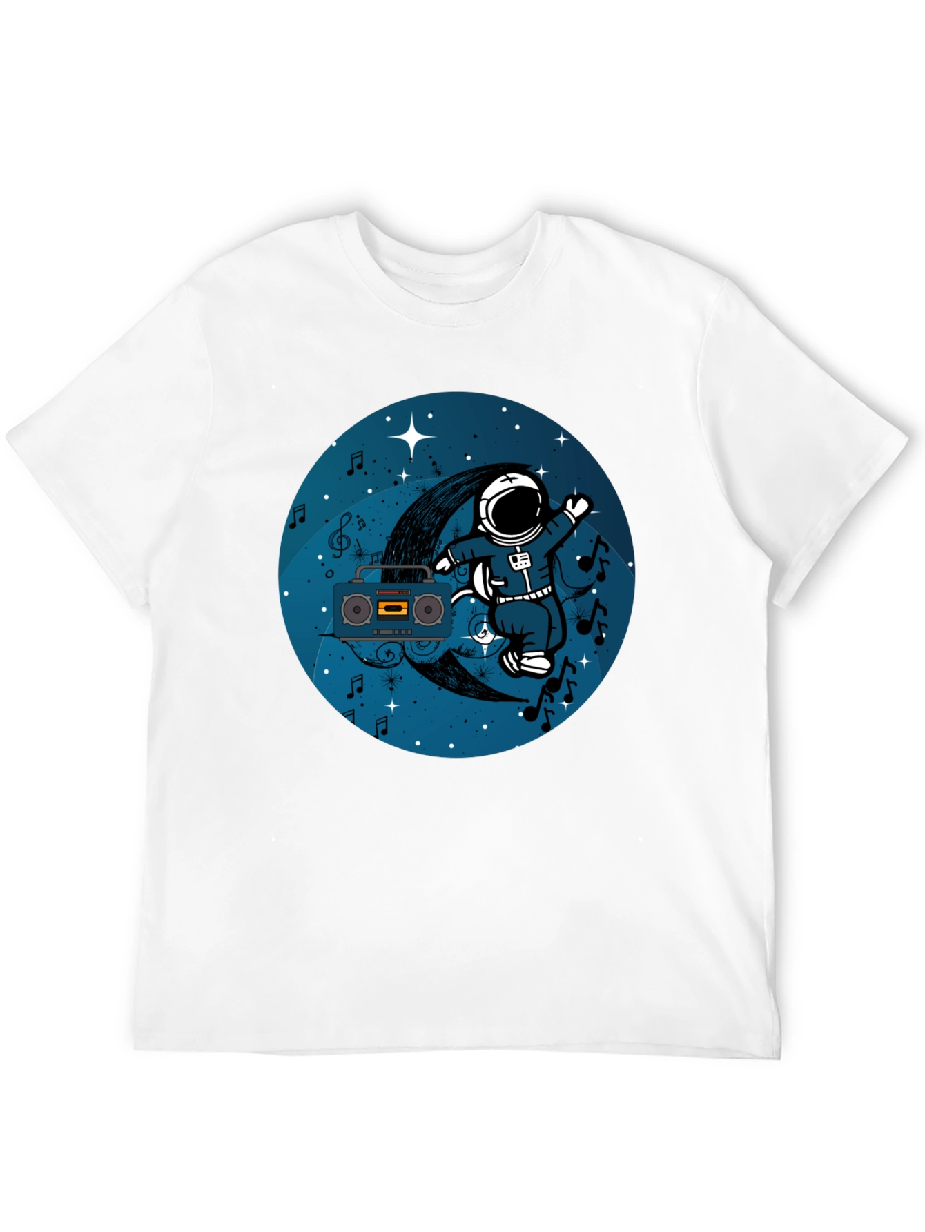 Astronaut Moon Boombox Graphic T-Shirt