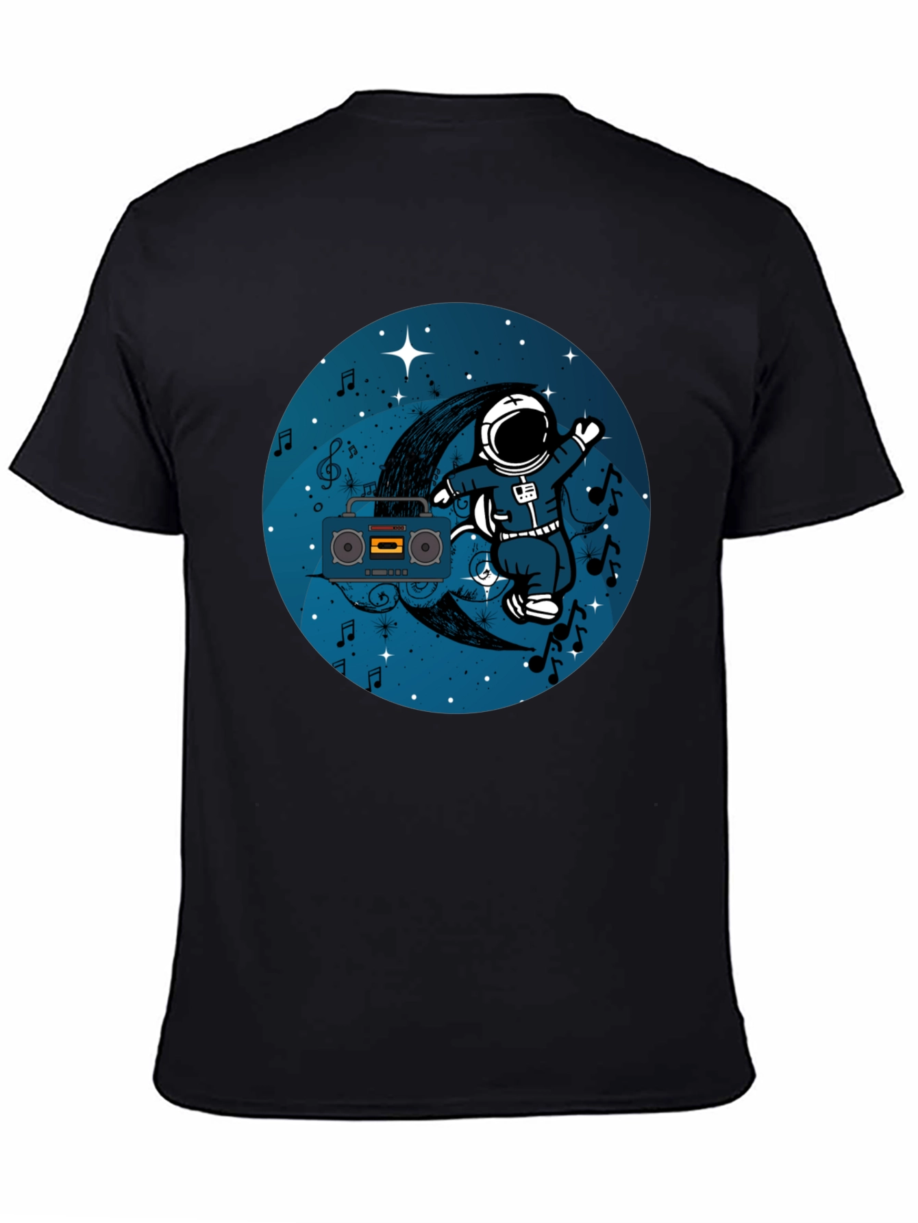 Astronaut Moon Boombox Graphic T-Shirt