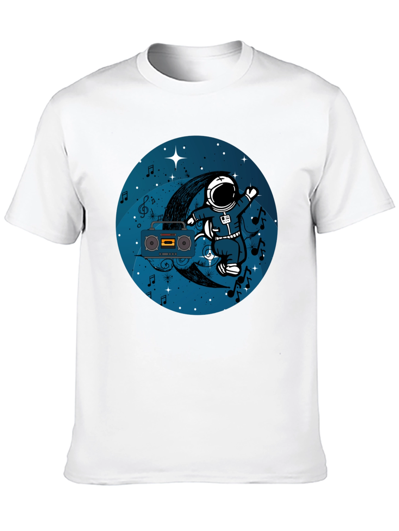 Astronaut Moon Boombox Graphic T-Shirt