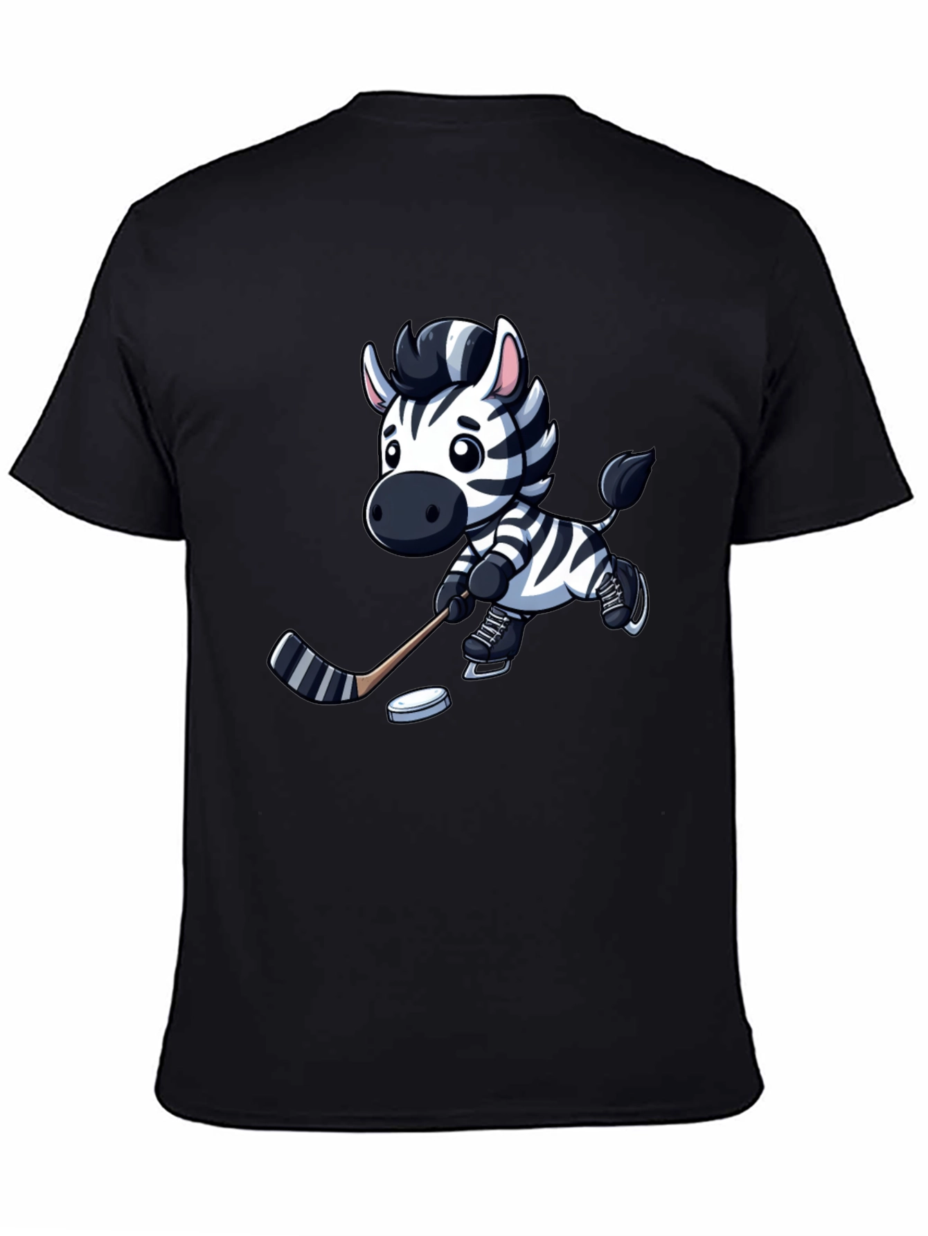 Zebra Hockey Player T-Shirt - Cool Cartoon Design