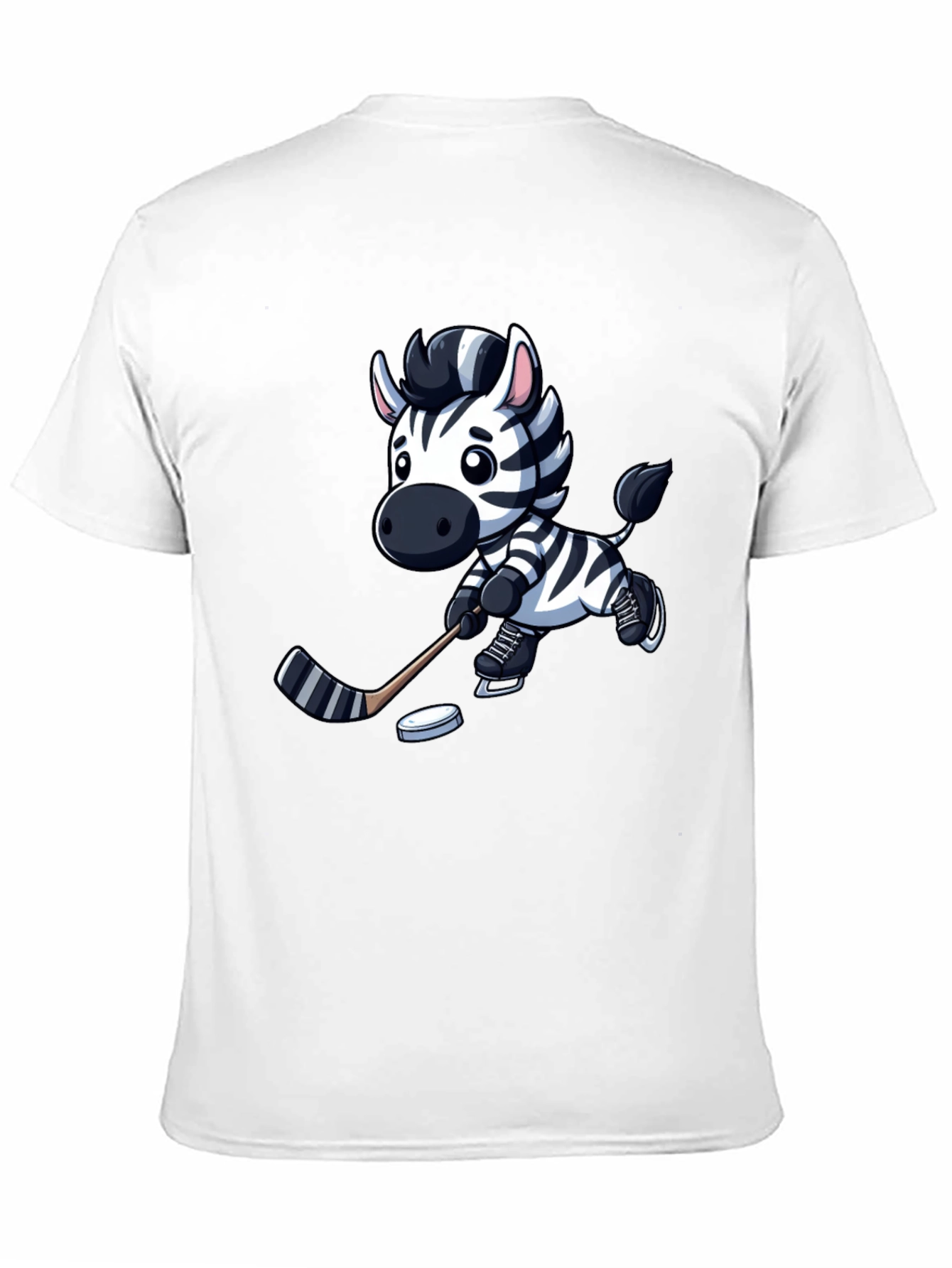 Zebra Hockey Player T-Shirt - Cool Cartoon Design