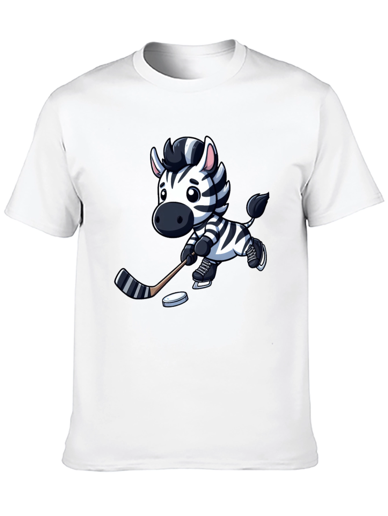 Zebra Hockey Player T-Shirt - Cool Cartoon Design