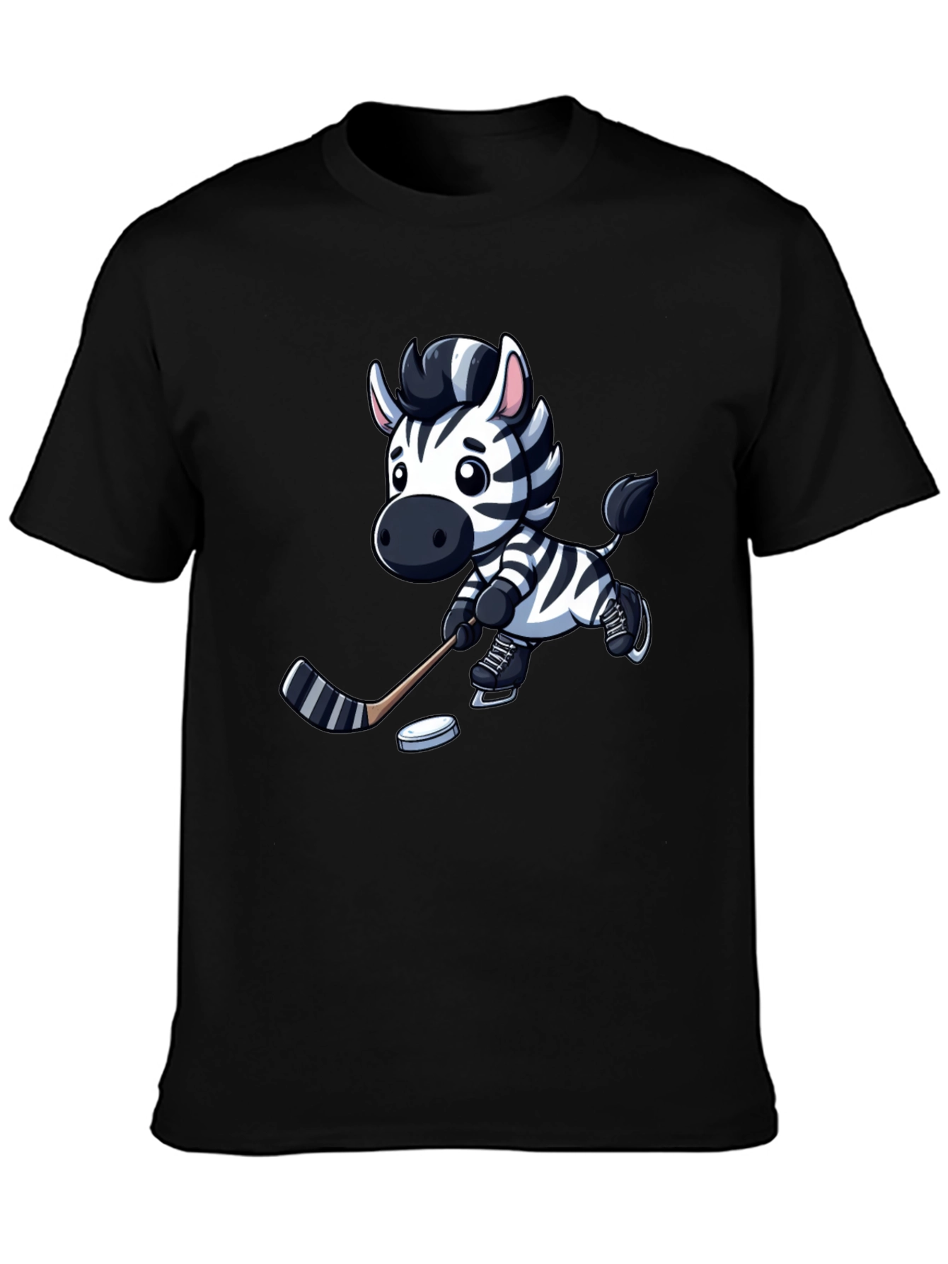 Zebra Hockey Player T-Shirt - Cool Cartoon Design