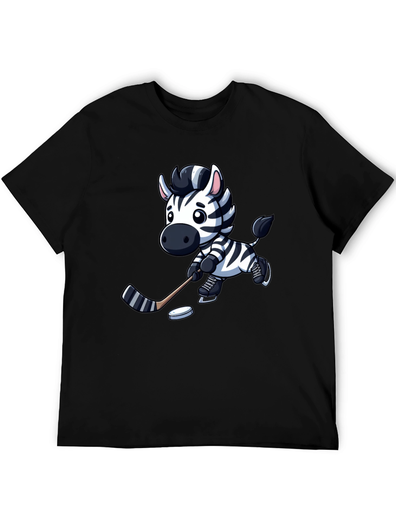 Zebra Hockey Player T-Shirt - Cool Cartoon Design