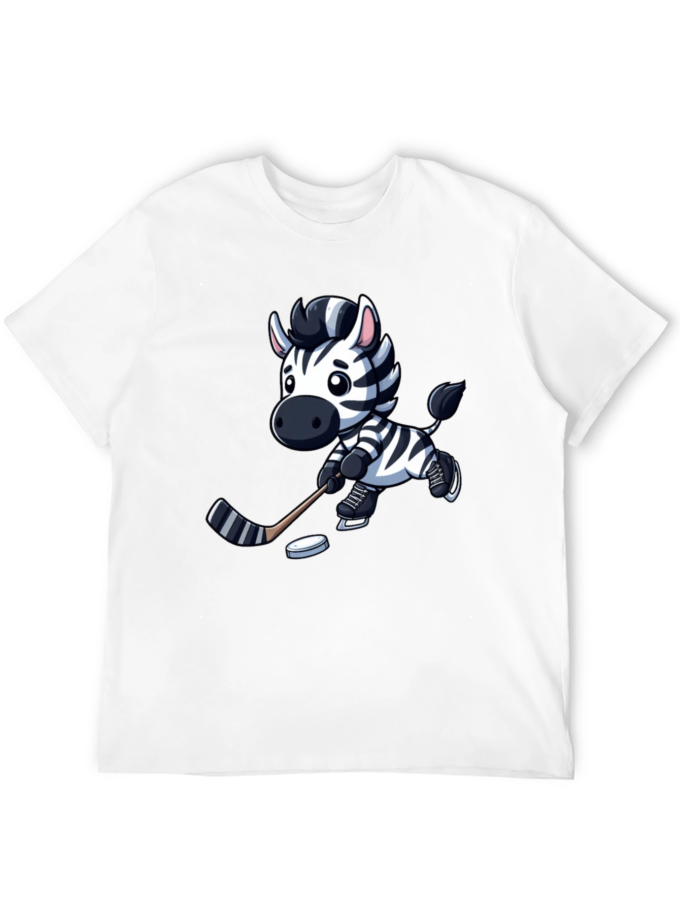 Zebra Hockey Player T-Shirt - Cool Cartoon Design