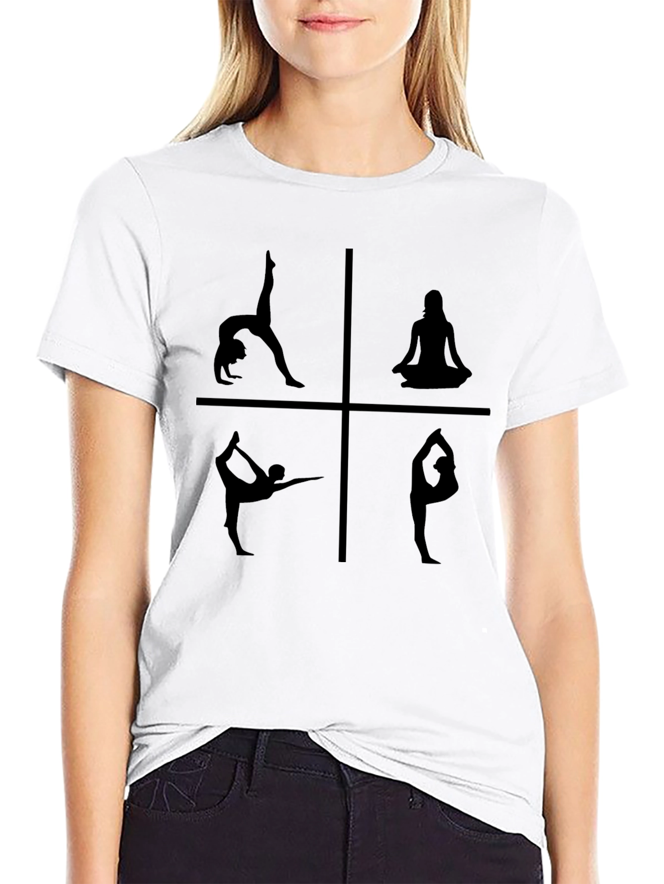 Yoga Pose Graphic Black T-Shirt
