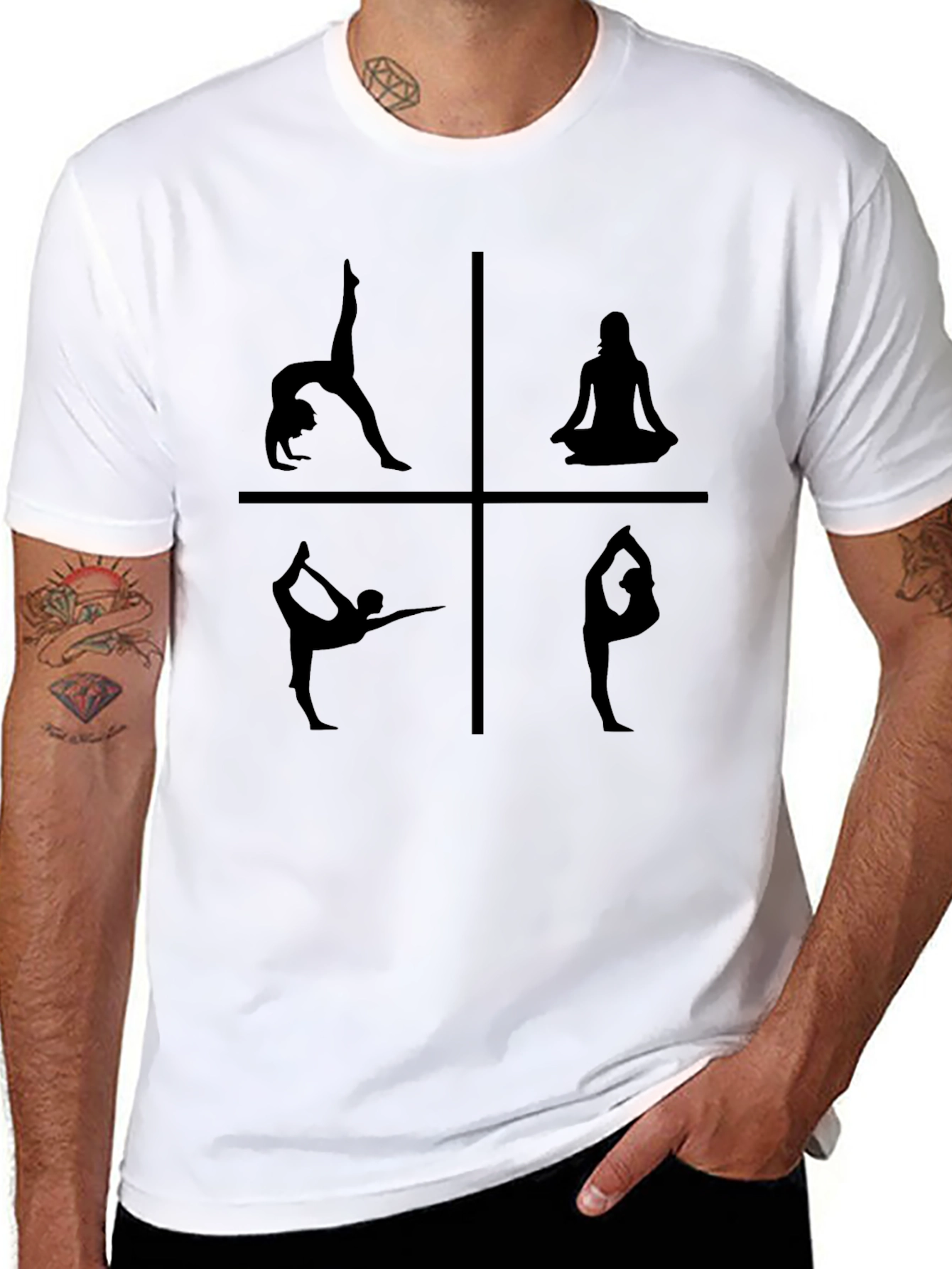 Yoga Pose Graphic Black T-Shirt