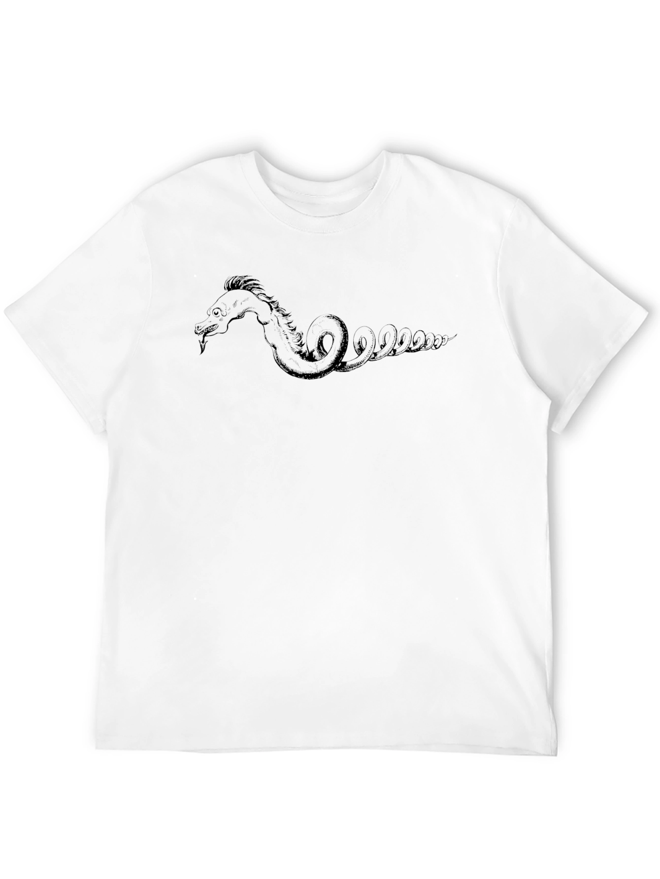 Sea Serpent Graphic Tee - Black Cotton T-Shirt