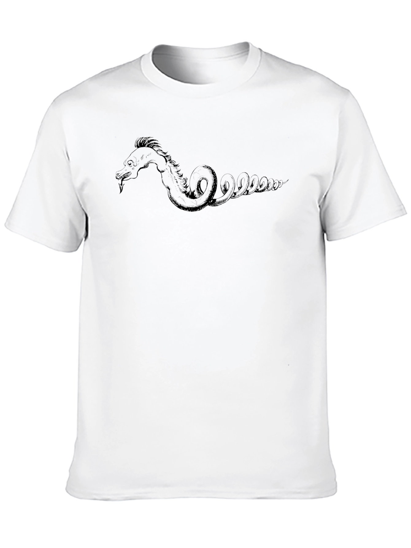 Sea Serpent Graphic Tee - Black Cotton T-Shirt