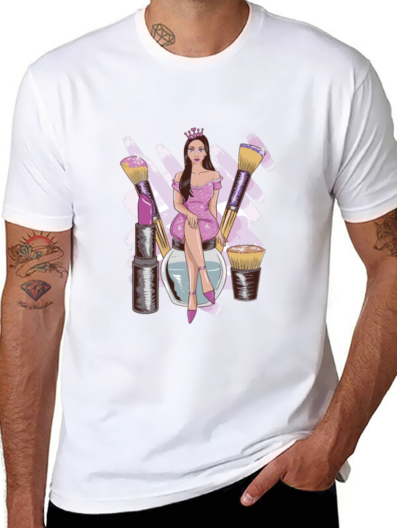 Makeup Queen Graphic Tee - Stylish Black T-Shirt