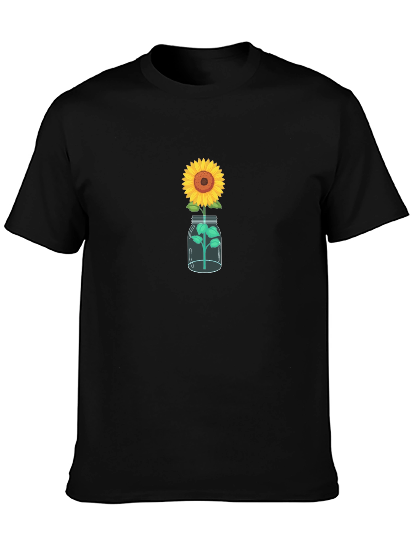 Sunflower in Jar Graphic Tee - Black