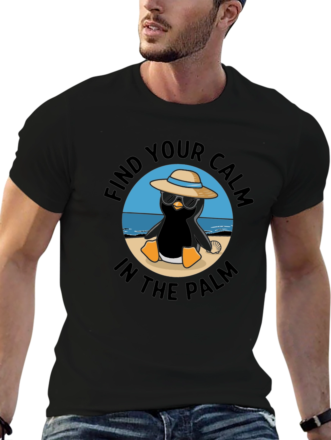 Chill Penguin T-Shirt: Find Your Calm in the Palm