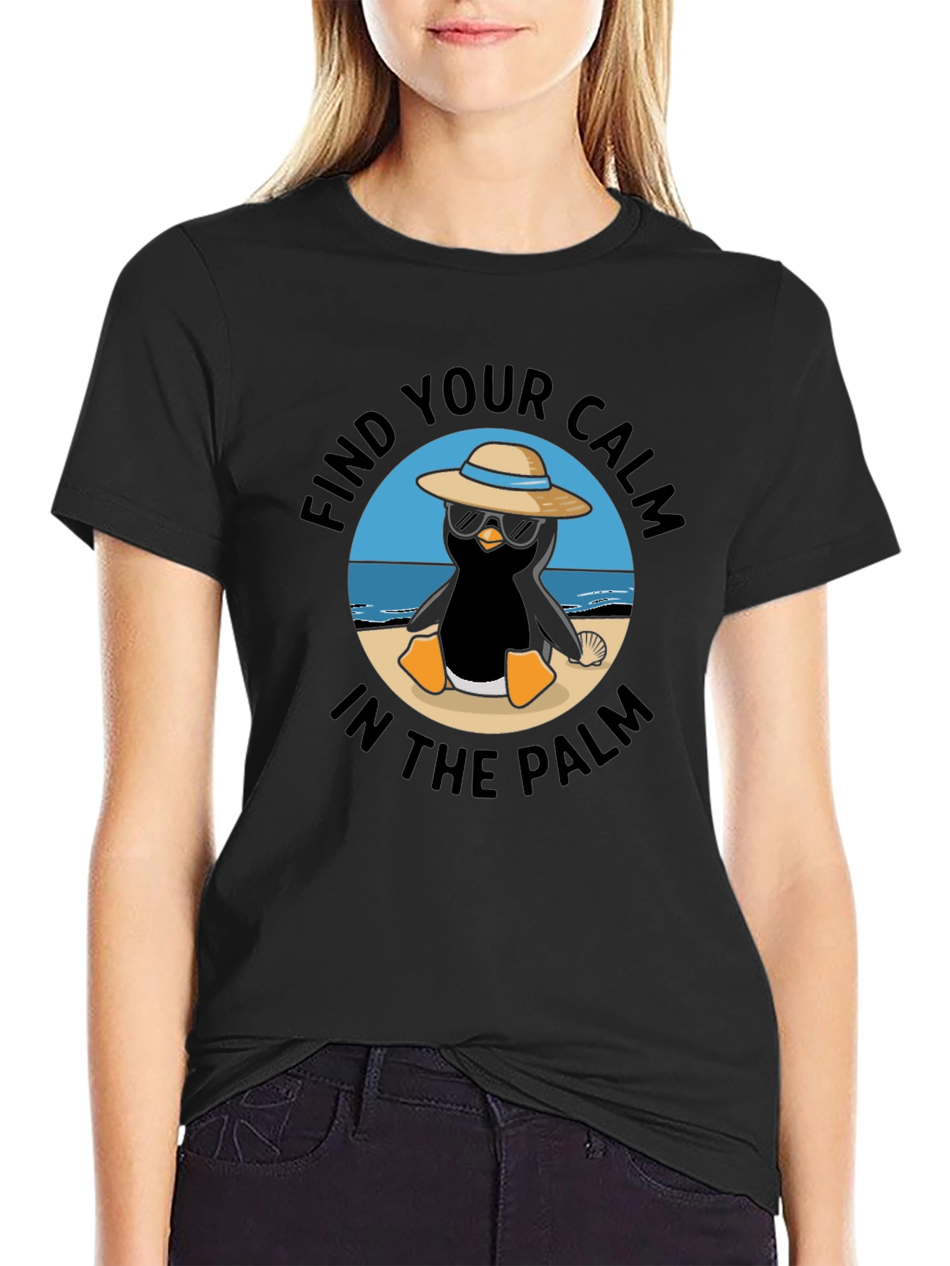 Chill Penguin T-Shirt: Find Your Calm in the Palm