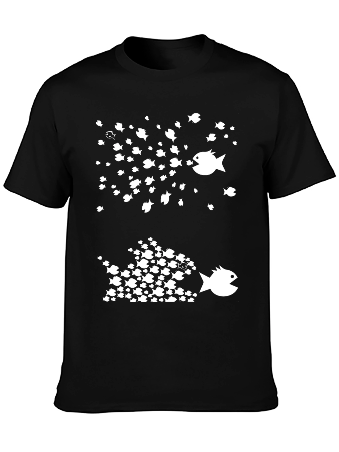 Fish Eat Fish Graphic Tee - Black Cotton T-Shirt