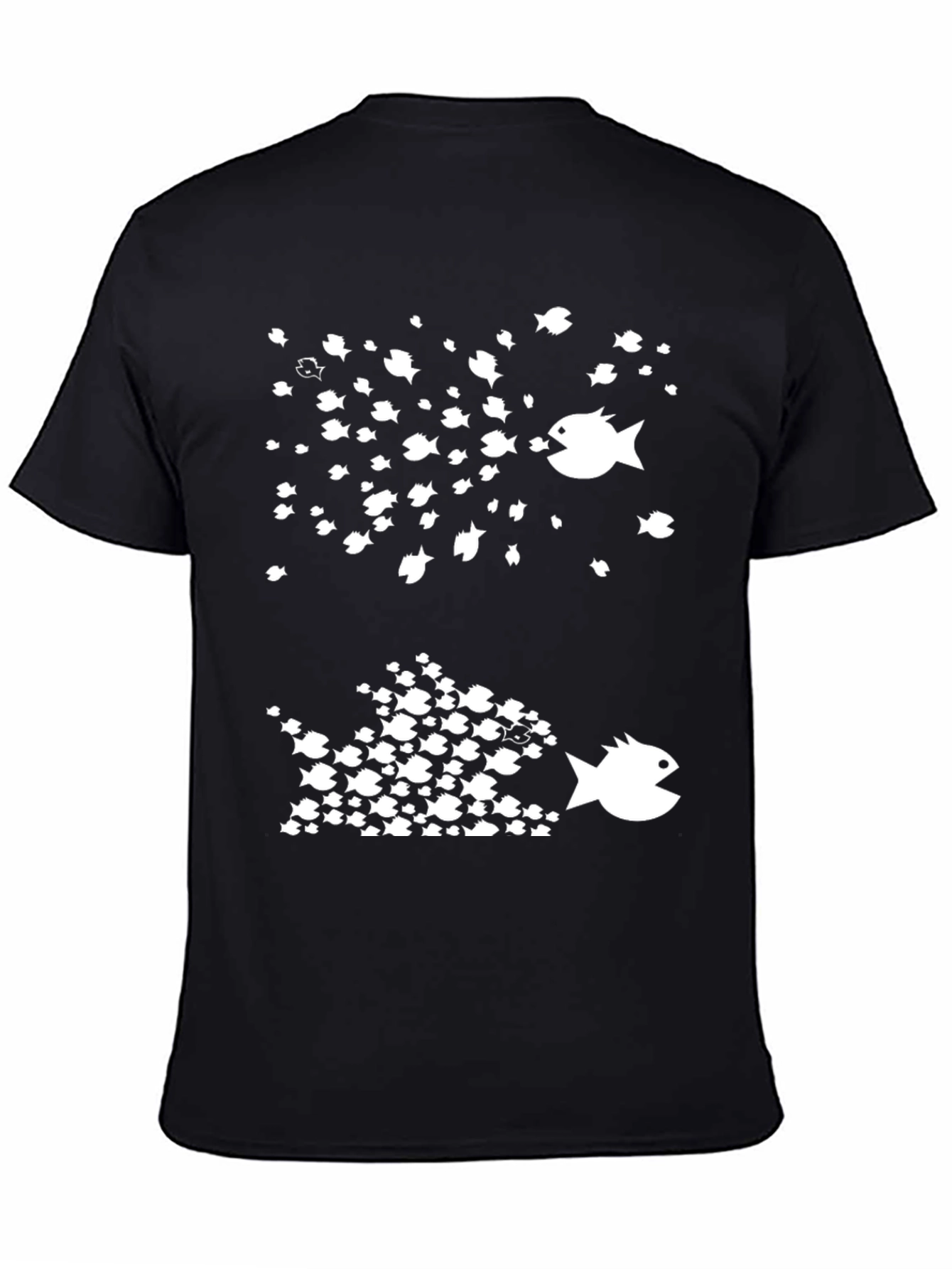 Fish Eat Fish Graphic Tee - Black Cotton T-Shirt