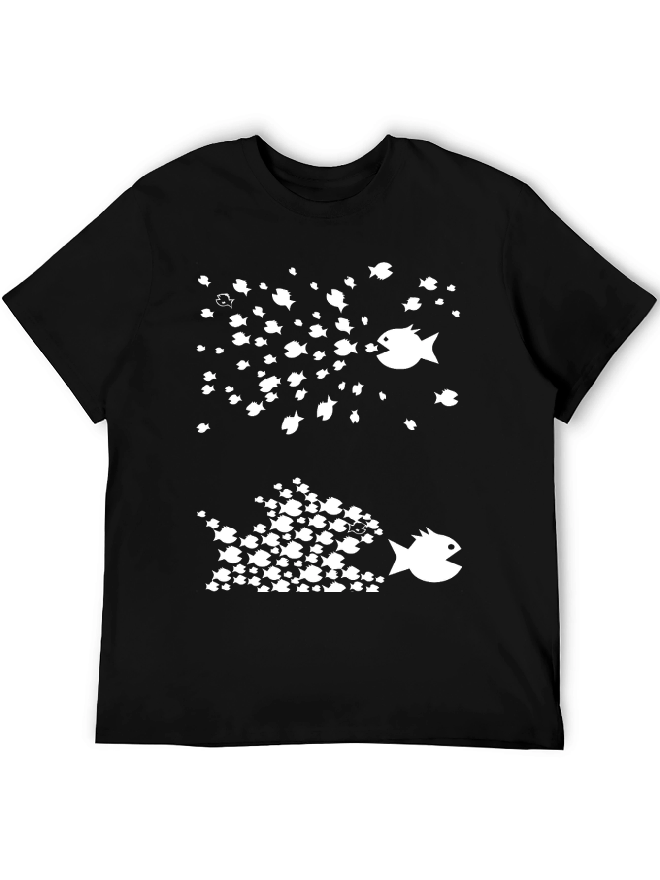 Fish Eat Fish Graphic Tee - Black Cotton T-Shirt