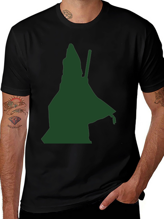 Green Wizard Silhouette Black T-Shirt