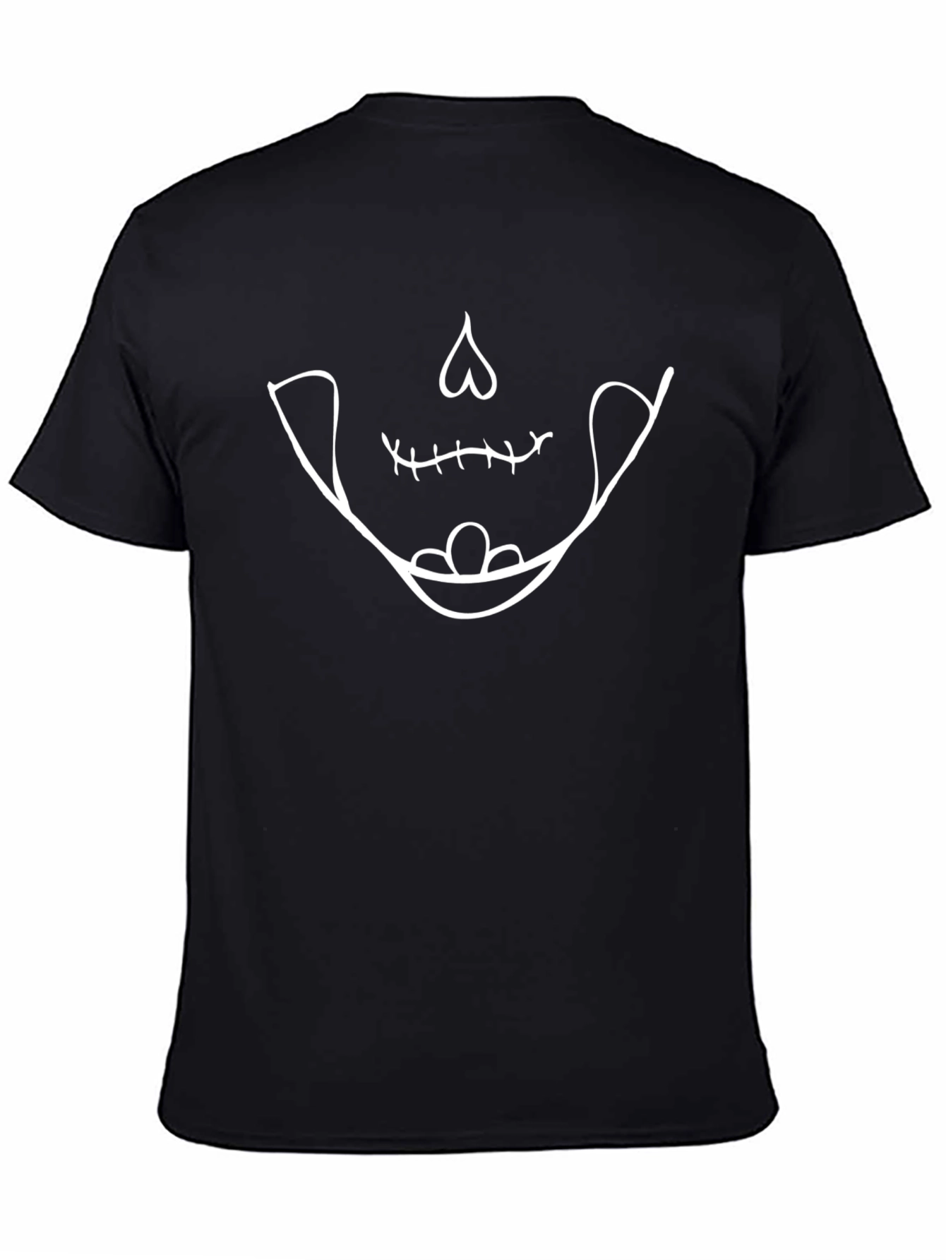 Skull Smile Graphic Tee - Black Cotton Casual