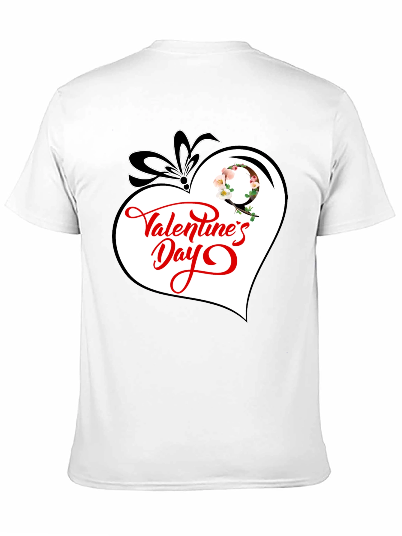 Valentines Day Heart Graphic Tee - Black Cotton Blend