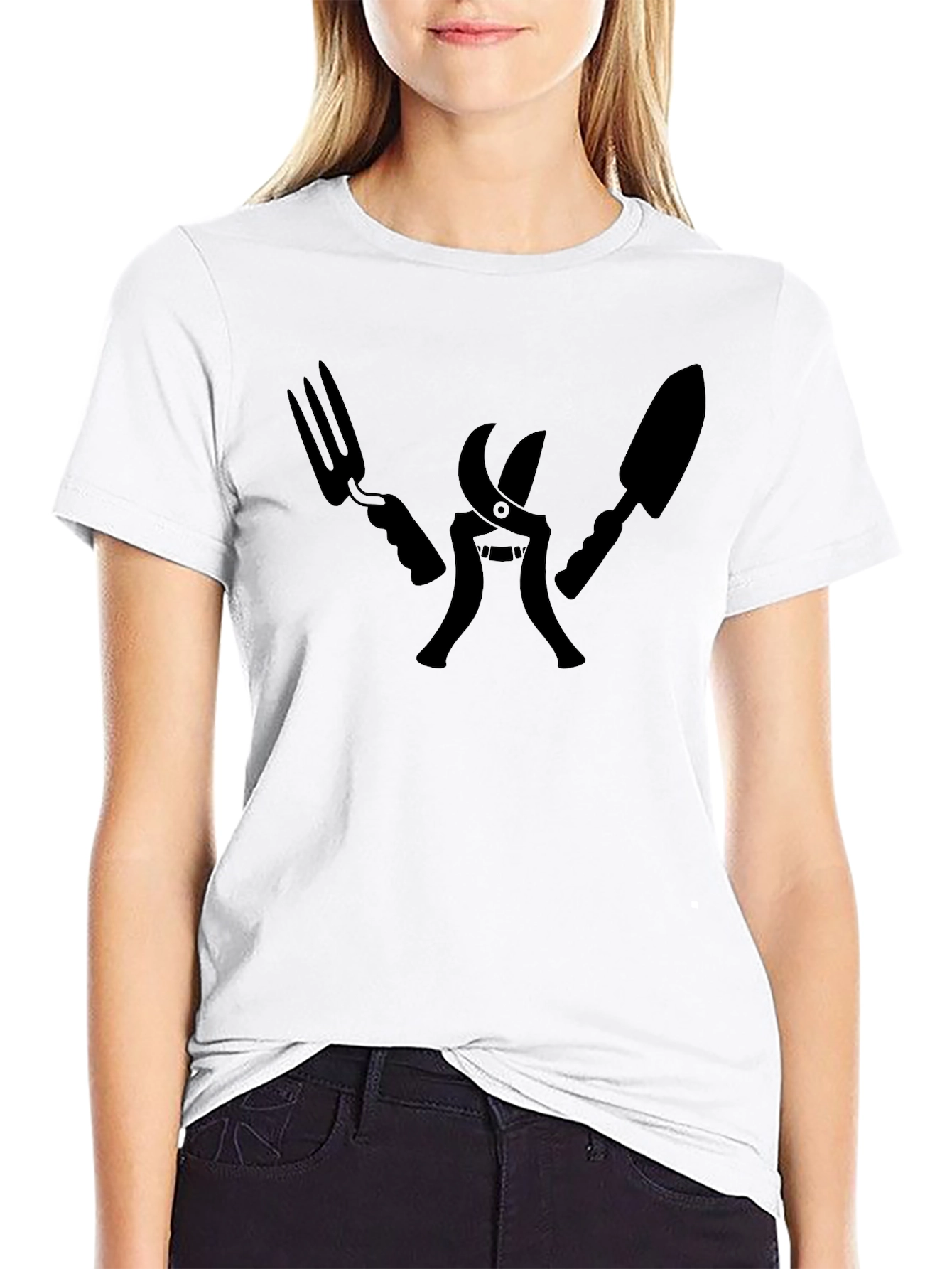 Gardening Tool T-Shirt - Black Crew Neck