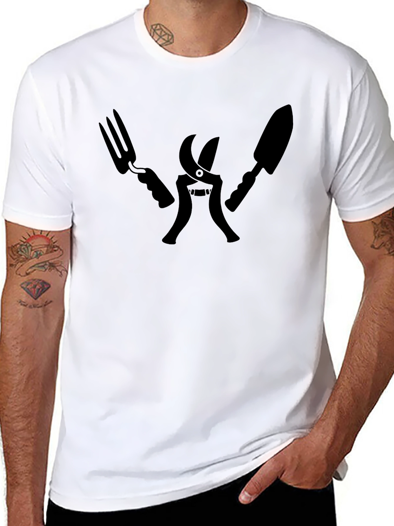 Gardening Tool T-Shirt - Black Crew Neck