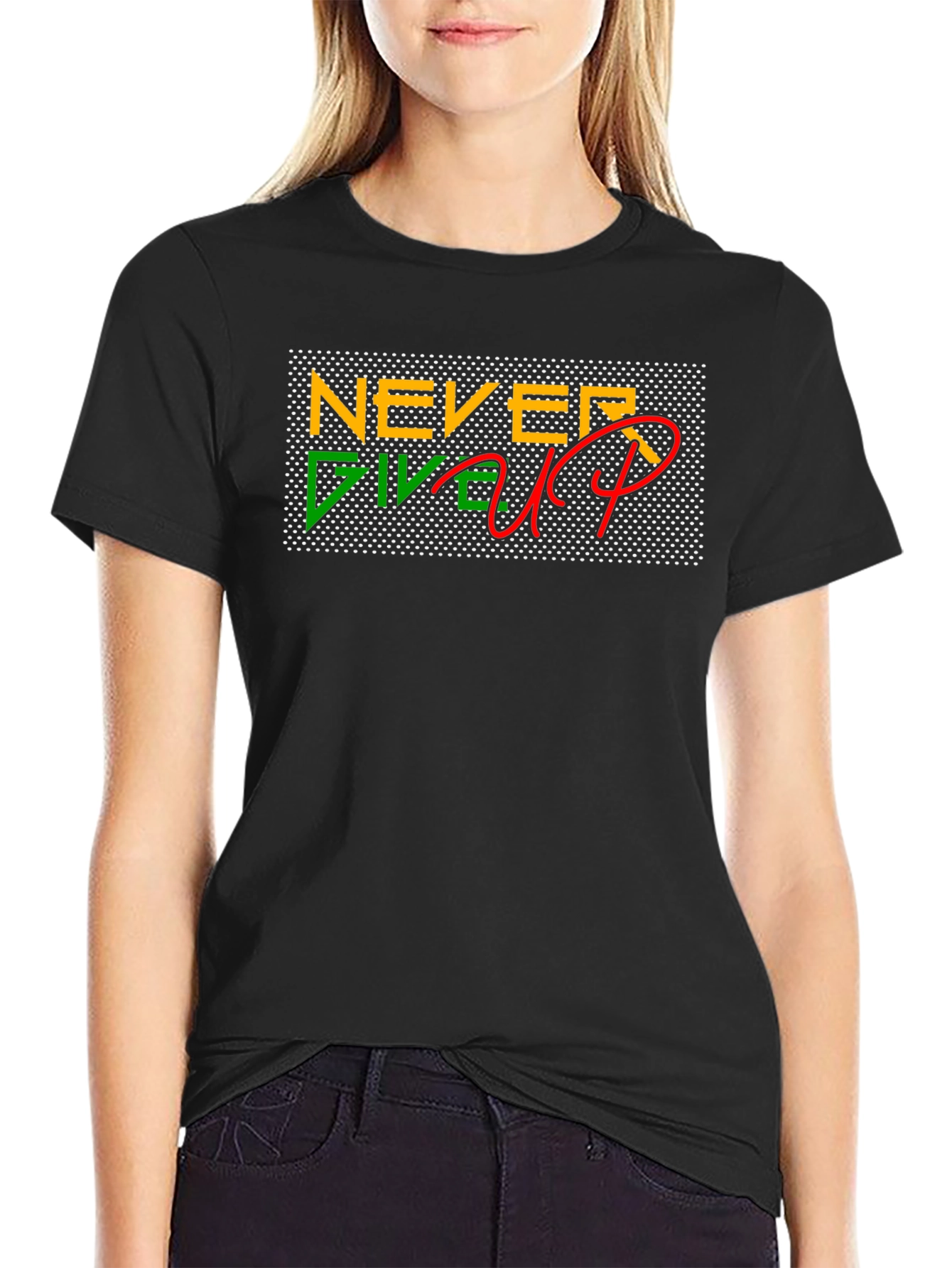 Never Give Up Black T-Shirt