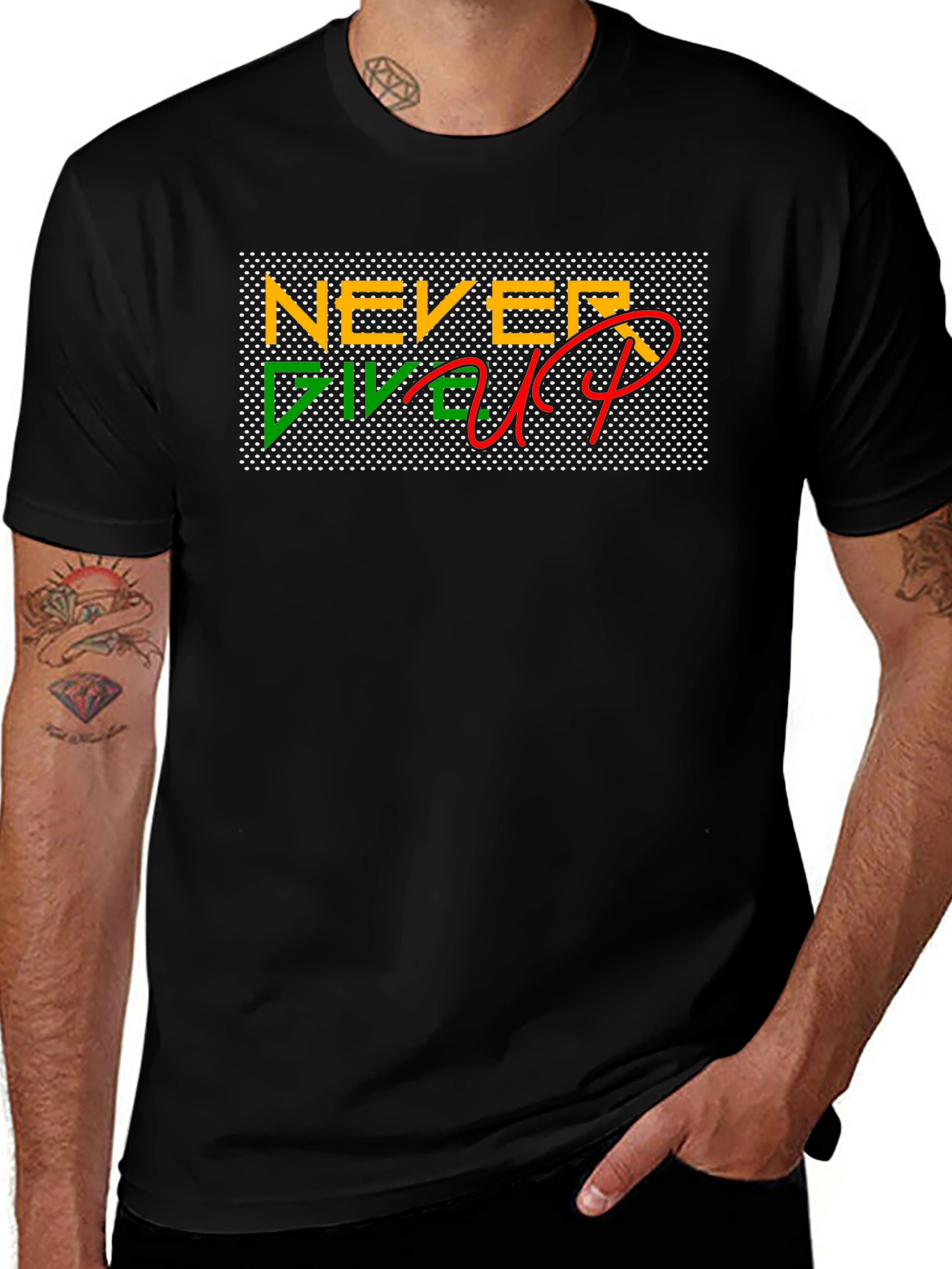 Never Give Up Black T-Shirt