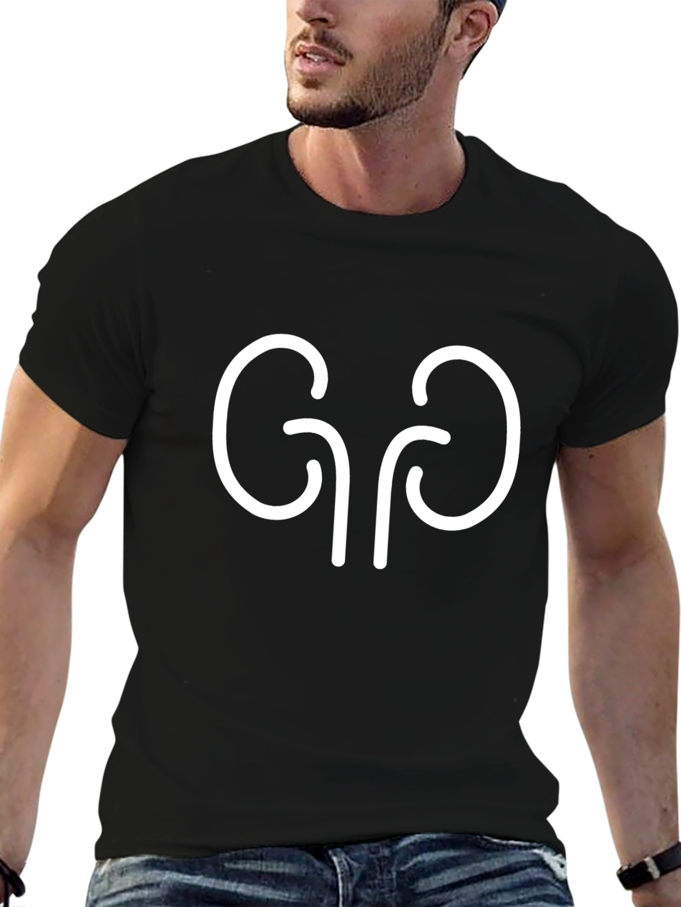 Kidney Graphic Print Black T-Shirt