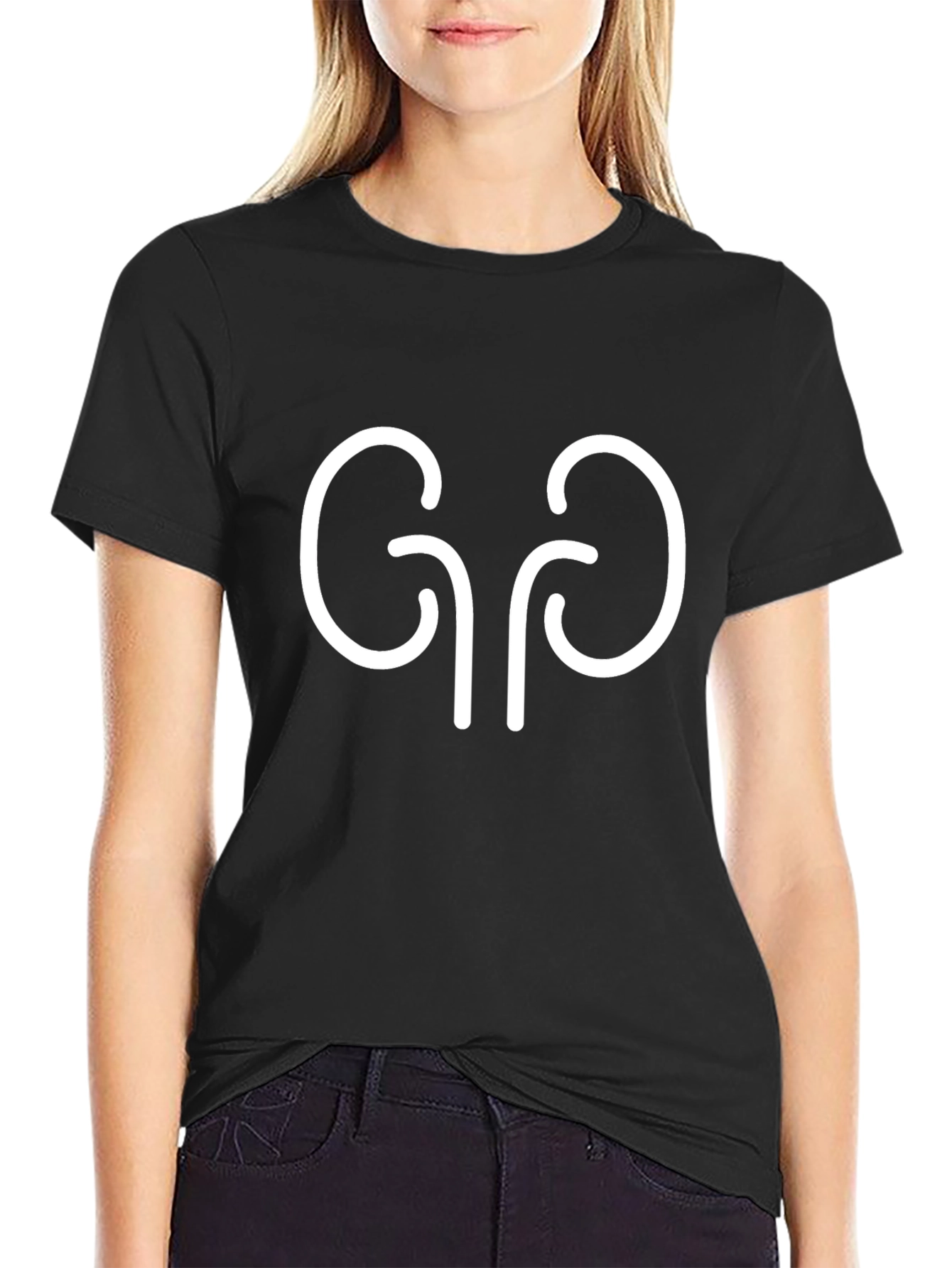 Kidney Graphic Print Black T-Shirt