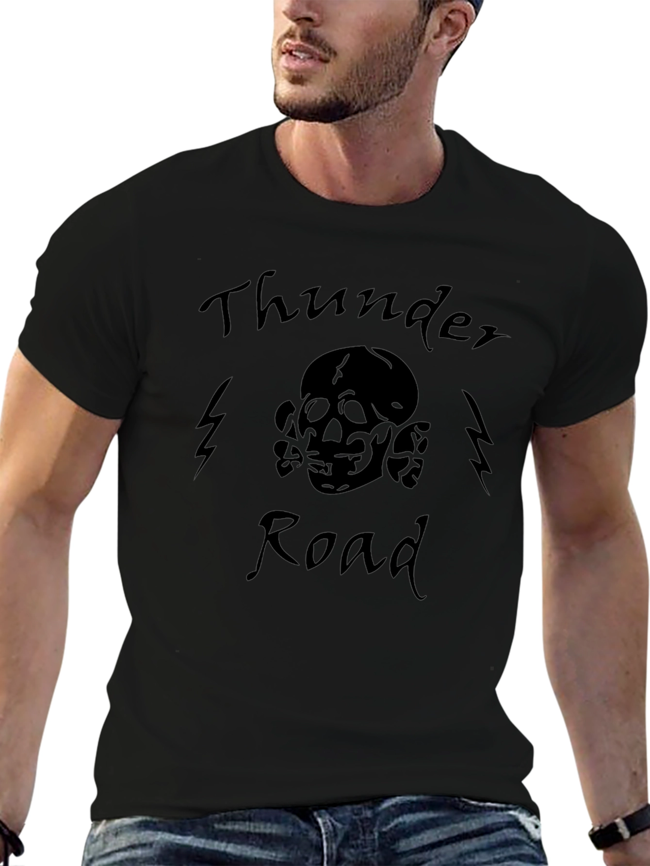 Thunder Road Skull Graphic Tee - Black