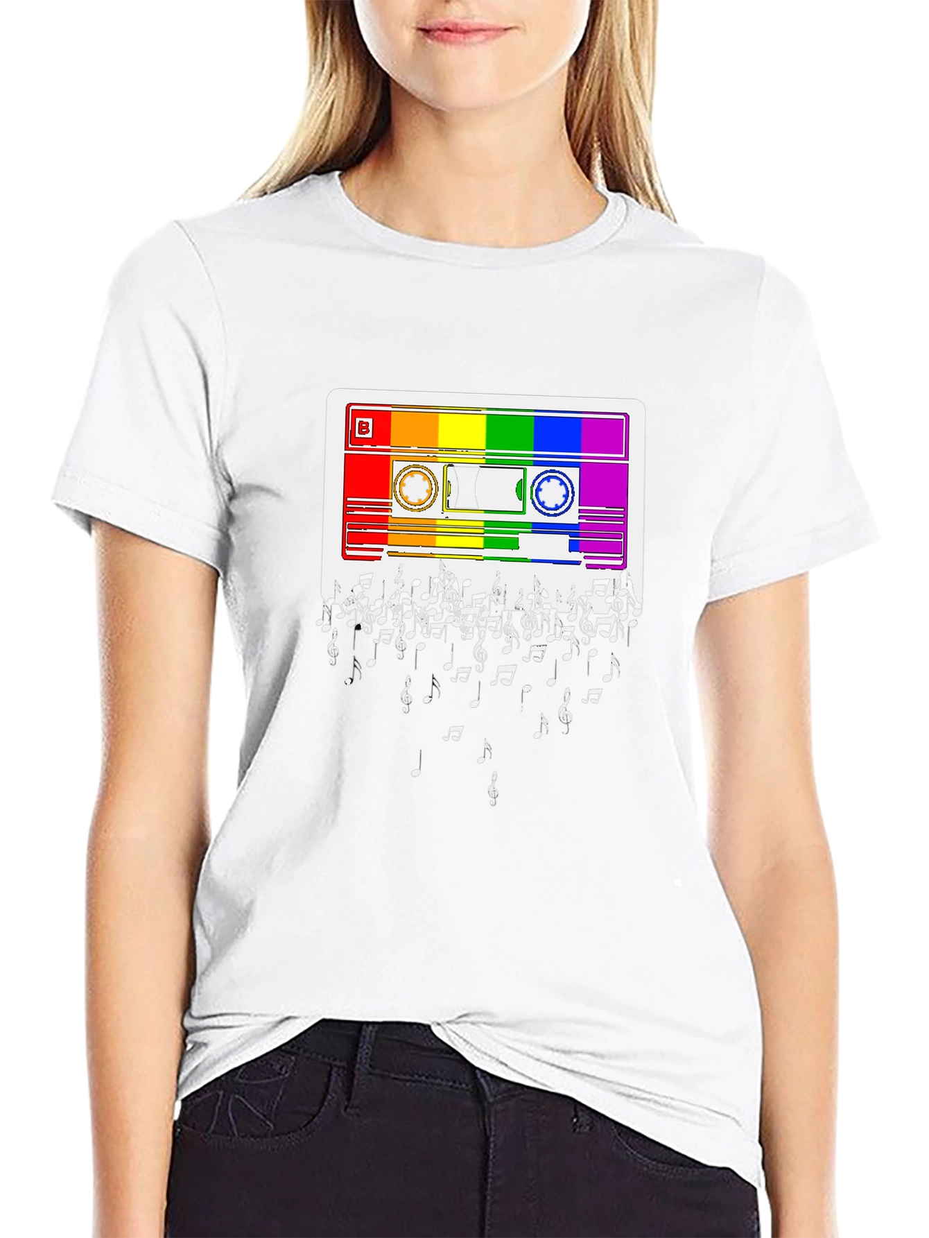 Rainbow Cassette Tape Music Note T-Shirt