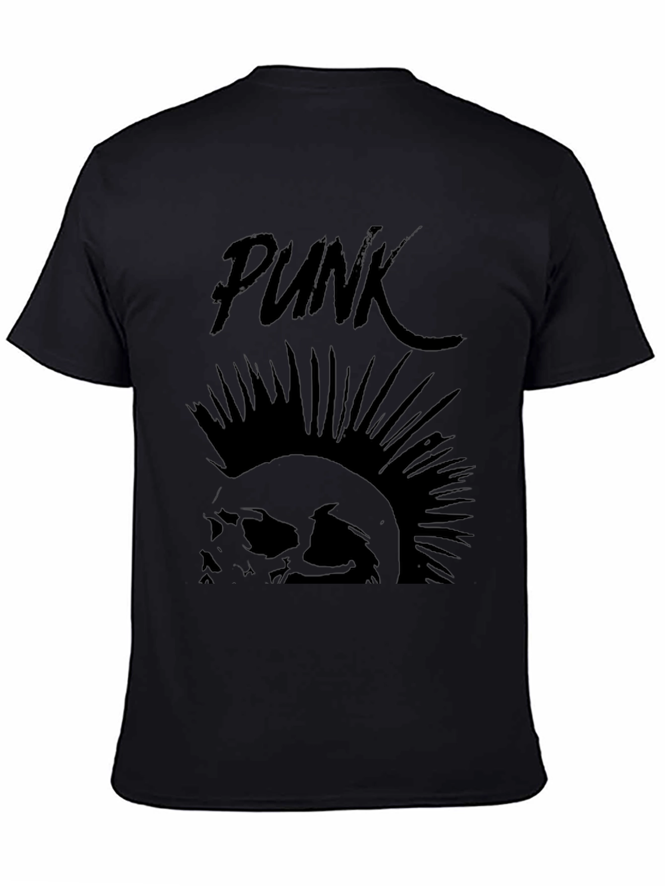 Punk Skull Graphic Tee - Black Cotton T-Shirt