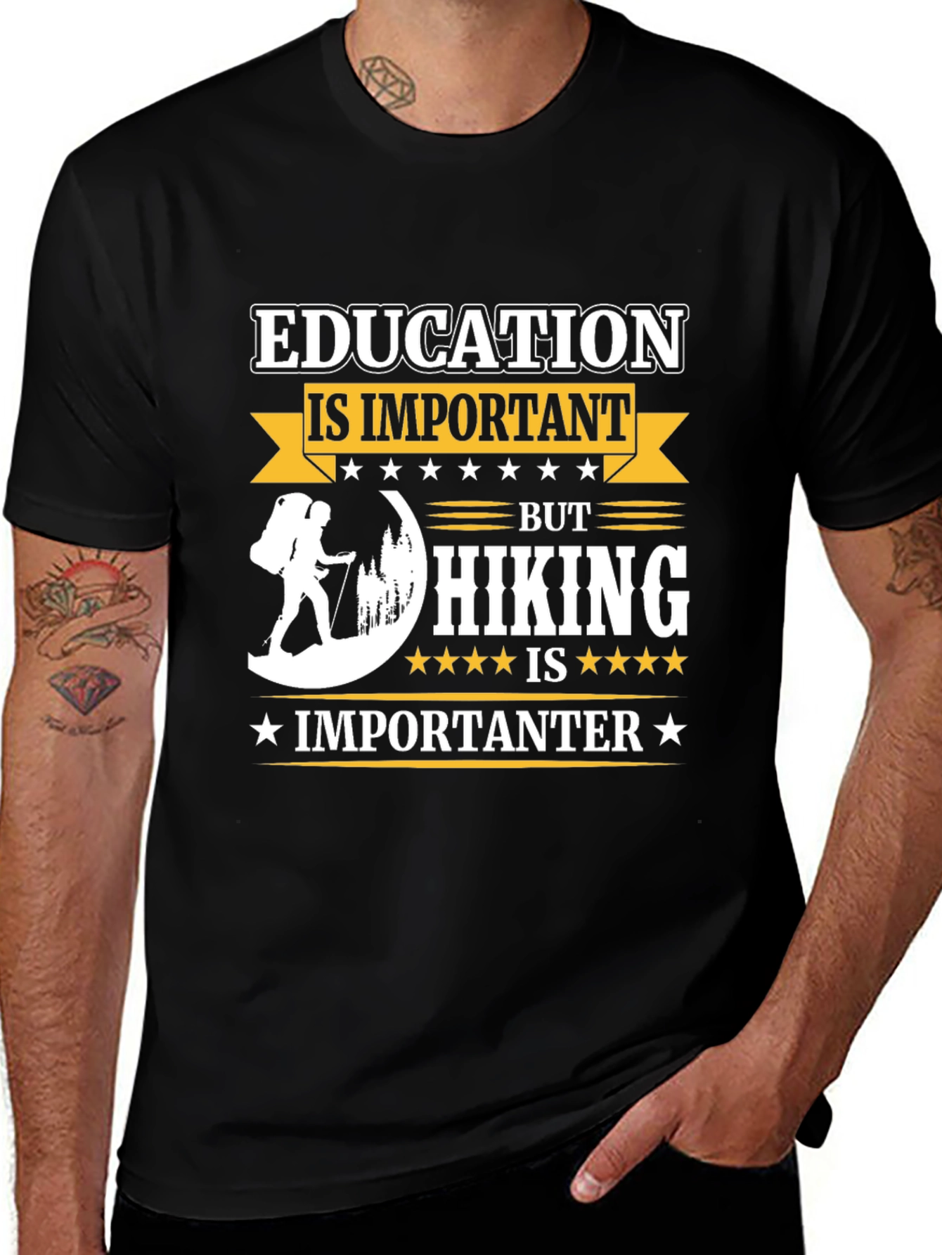 Education vs Hiking T-Shirt