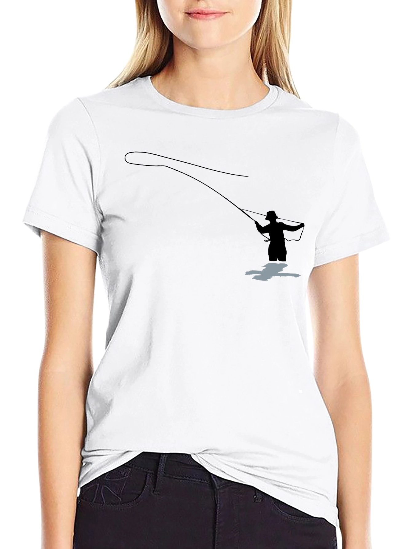 Fly Fishing T-Shirt - Fisherman Silhouette Graphic Tee