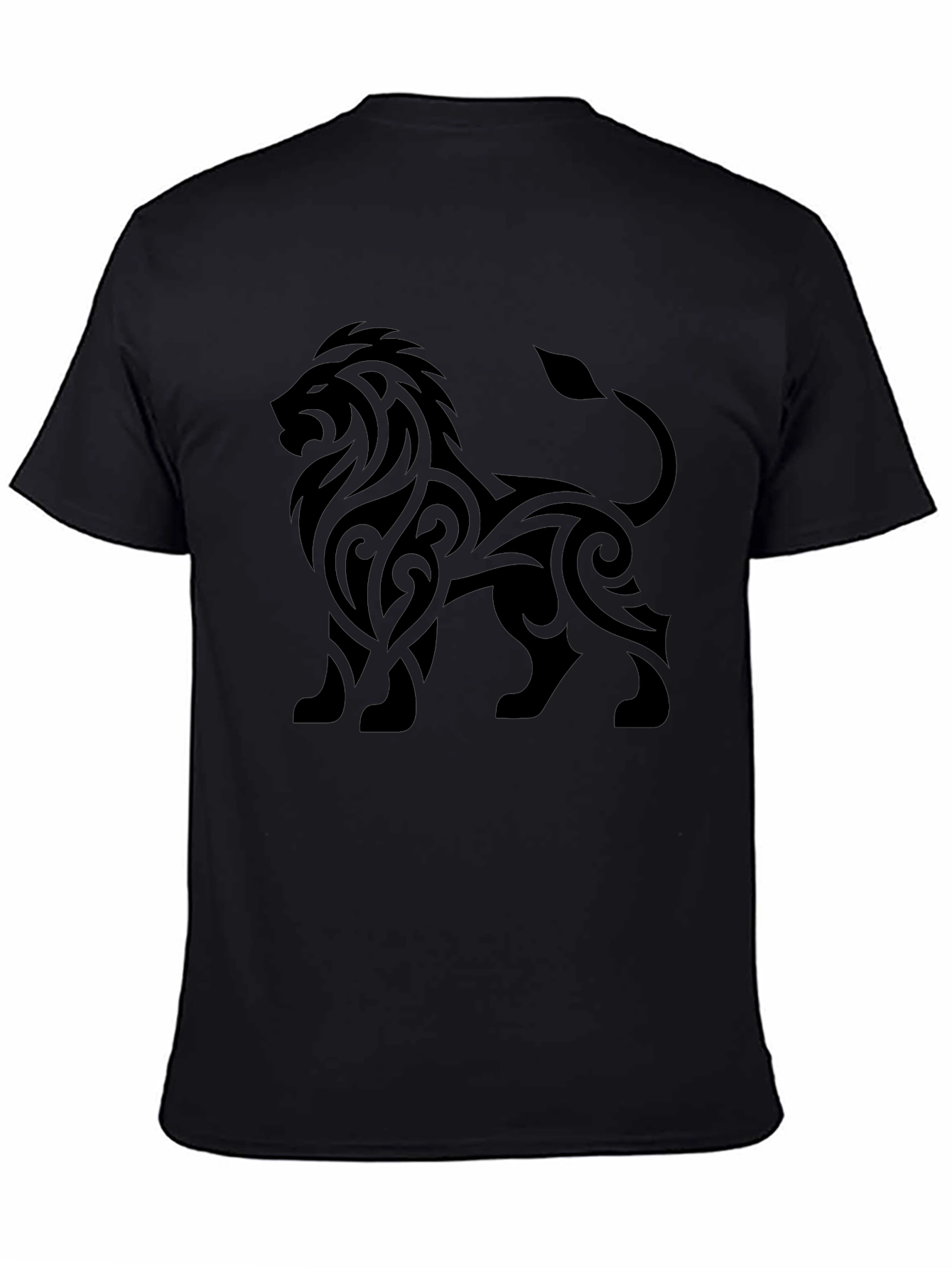 Lion Tribal Tattoo Black T-Shirt