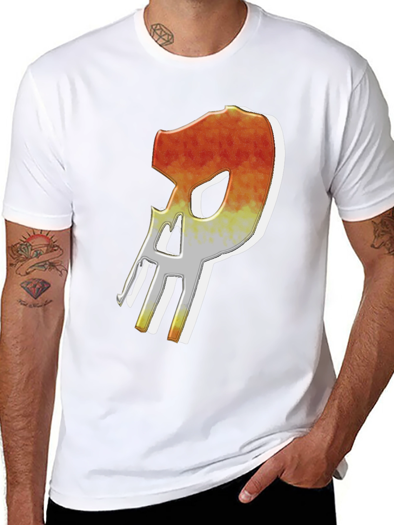 Fiery Skull Graphic Tee - Edgy Mens T-Shirt