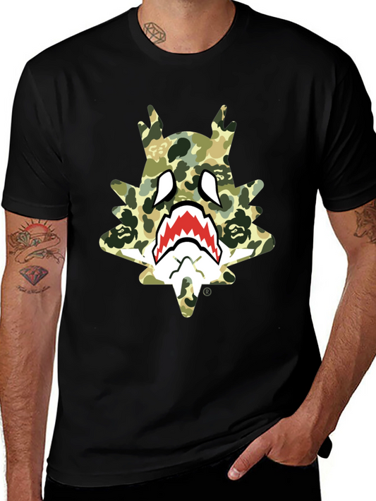 BAPE Inspired Camo Shark Tee - Black