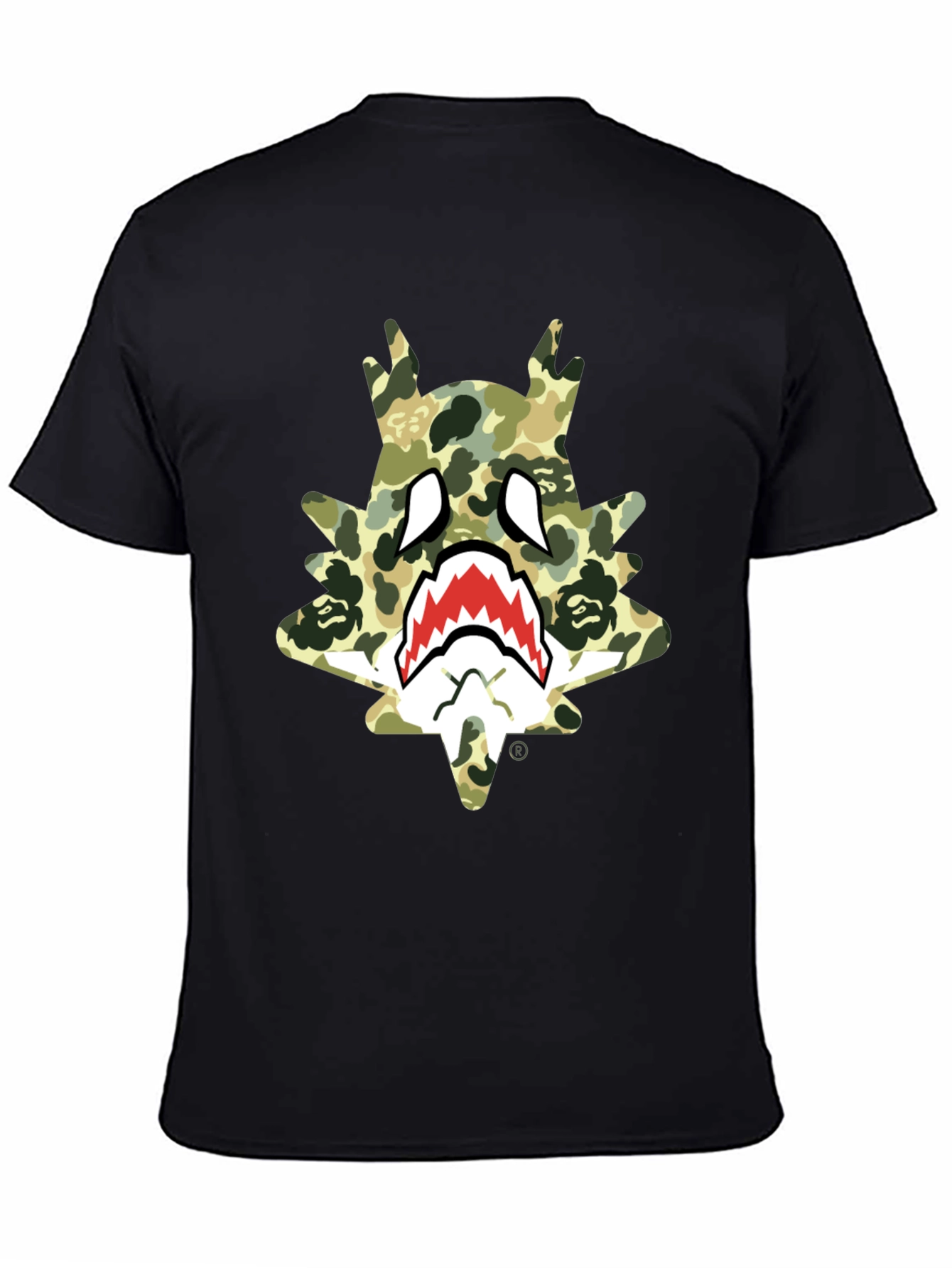 BAPE Inspired Camo Shark Tee - Black