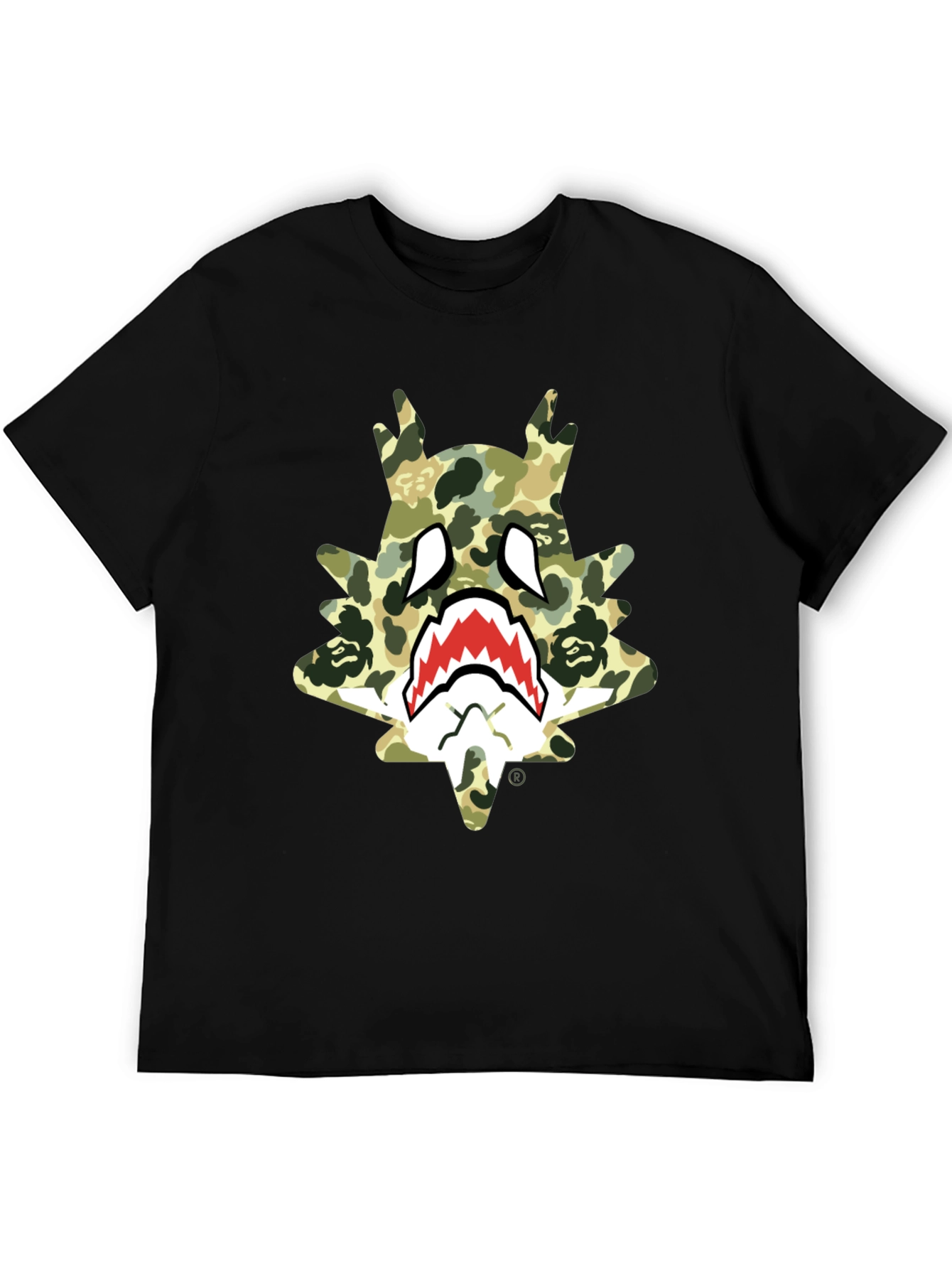 BAPE Inspired Camo Shark Tee - Black