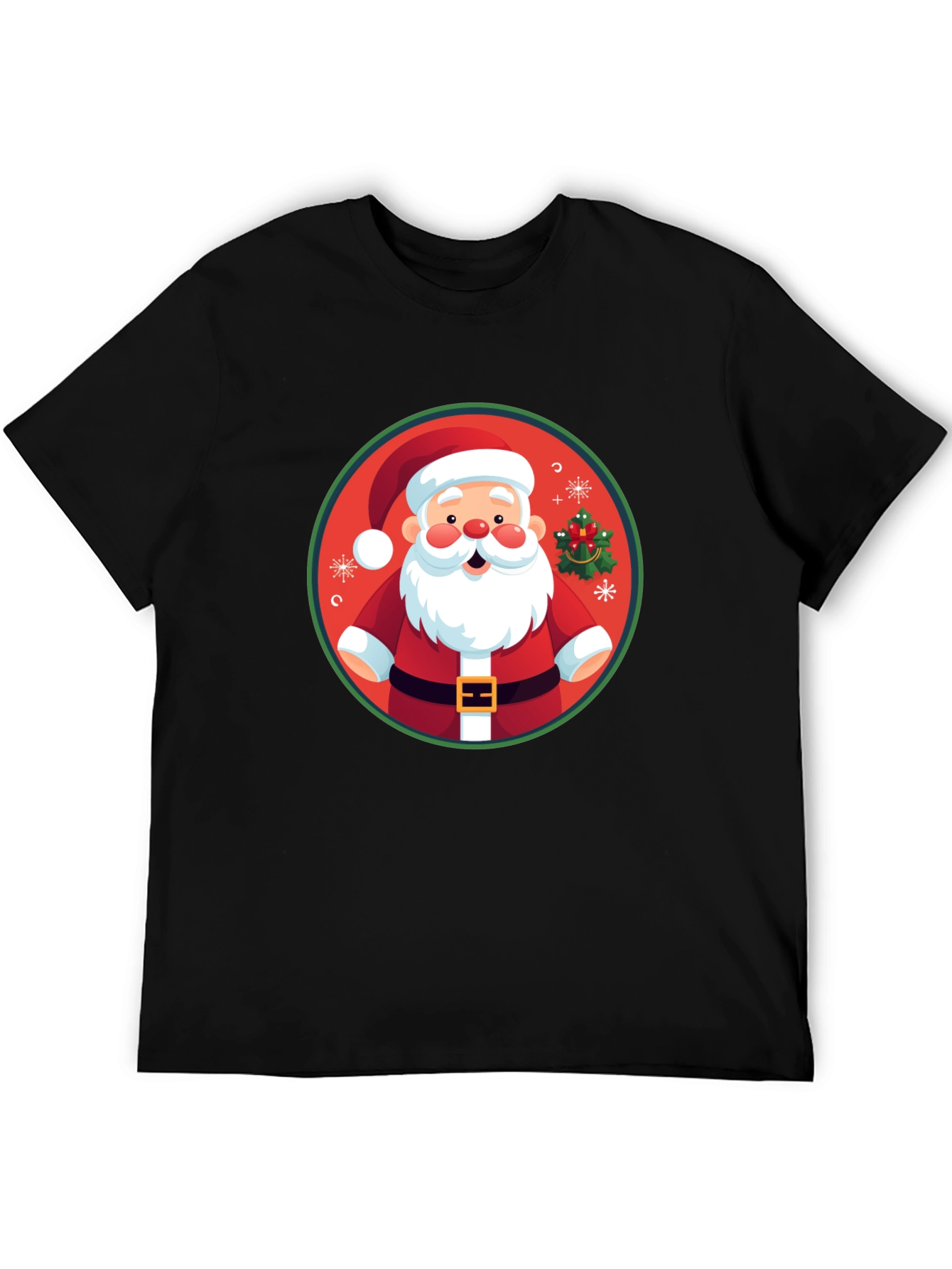 Festive Santa Graphic Tee - Holiday Cheer