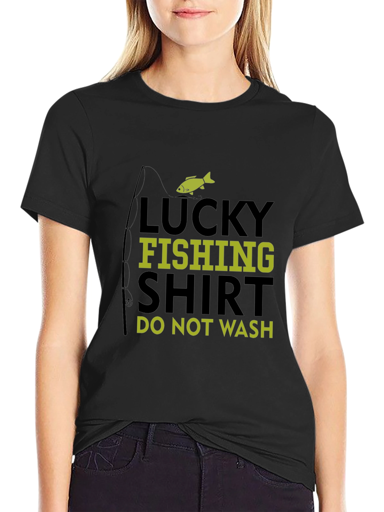 Lucky Fishing Shirt - Mens Black Graphic Tee