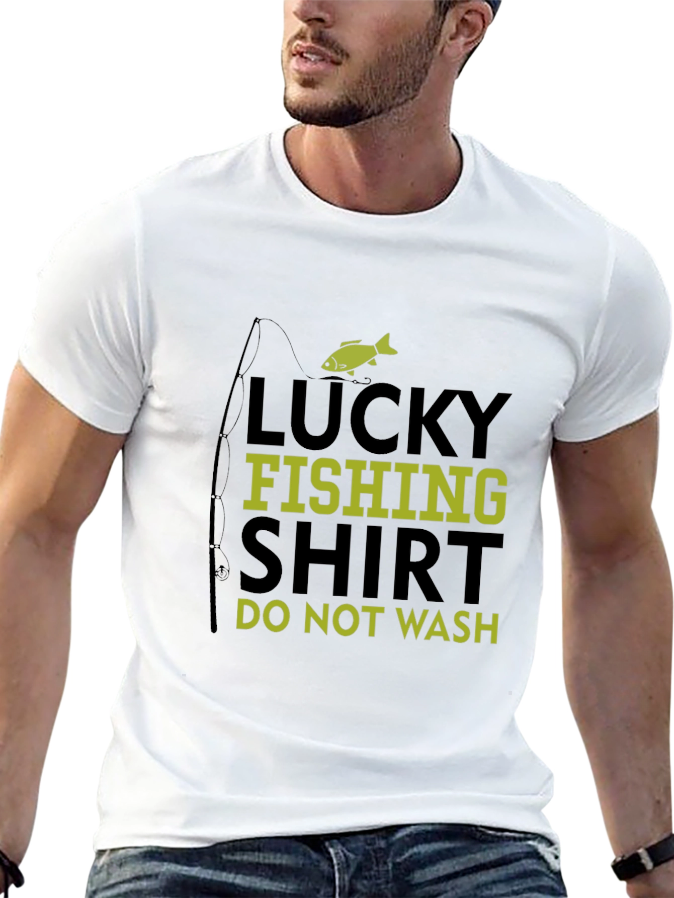 Lucky Fishing Shirt - Mens Black Graphic Tee