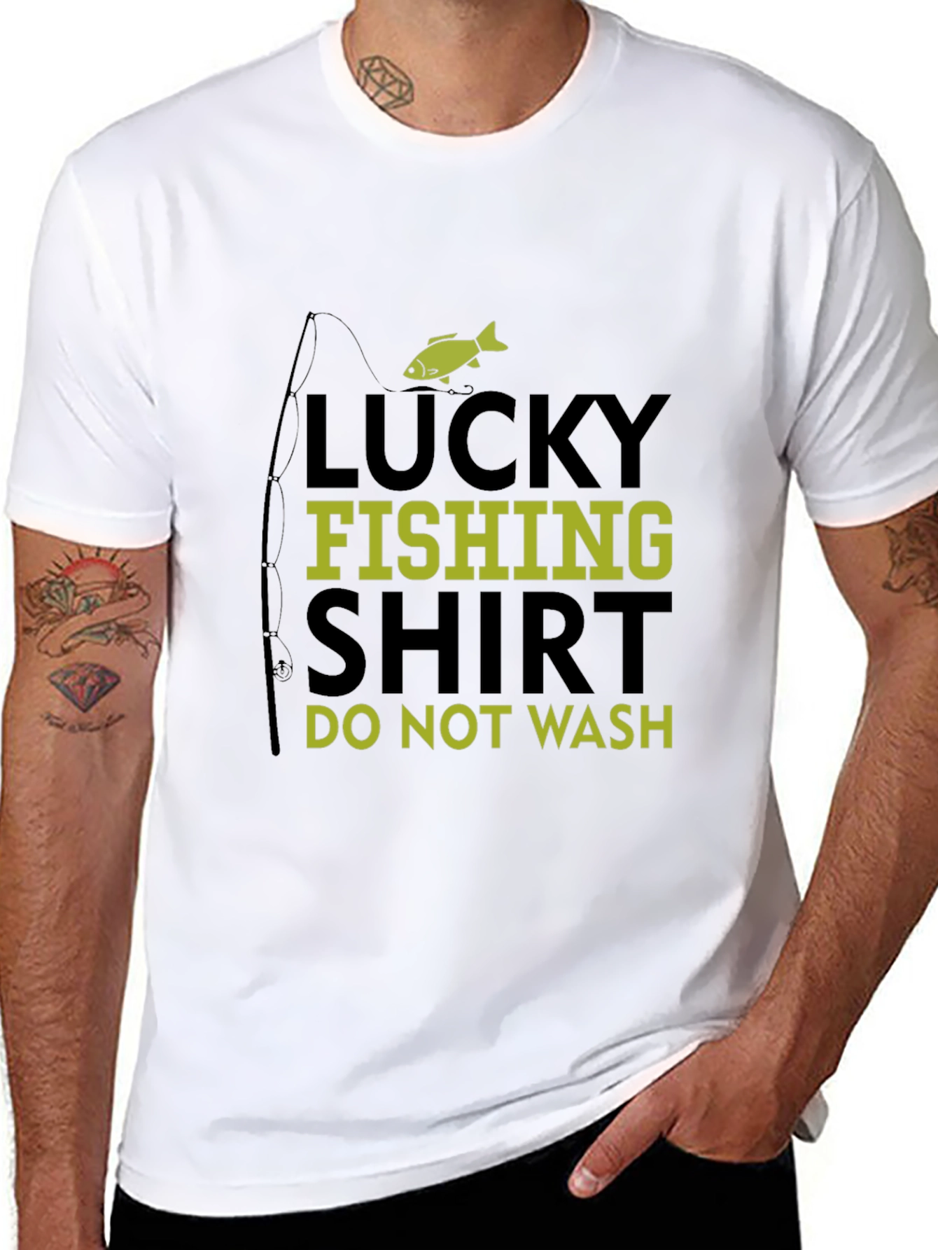 Lucky Fishing Shirt - Mens Black Graphic Tee