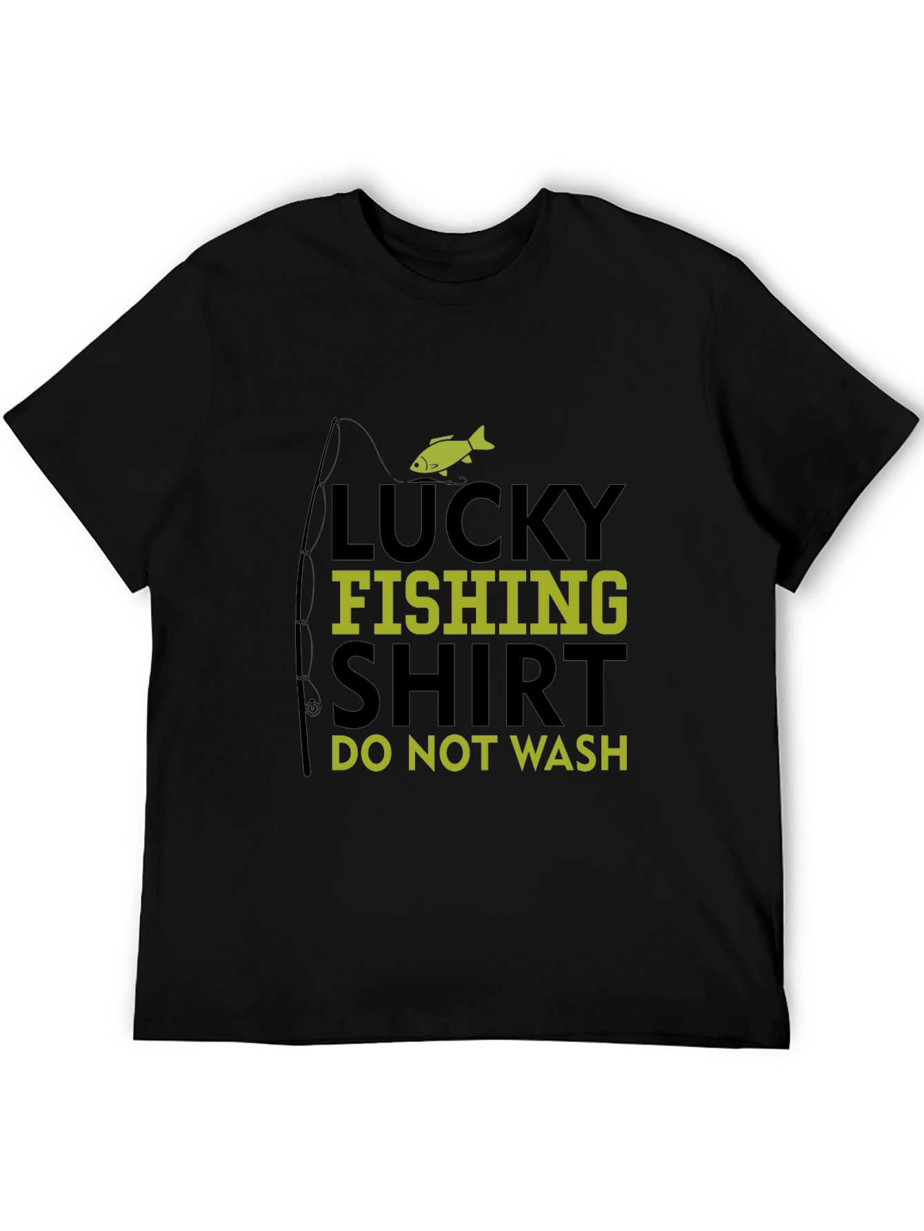 Lucky Fishing Shirt - Mens Black Graphic Tee