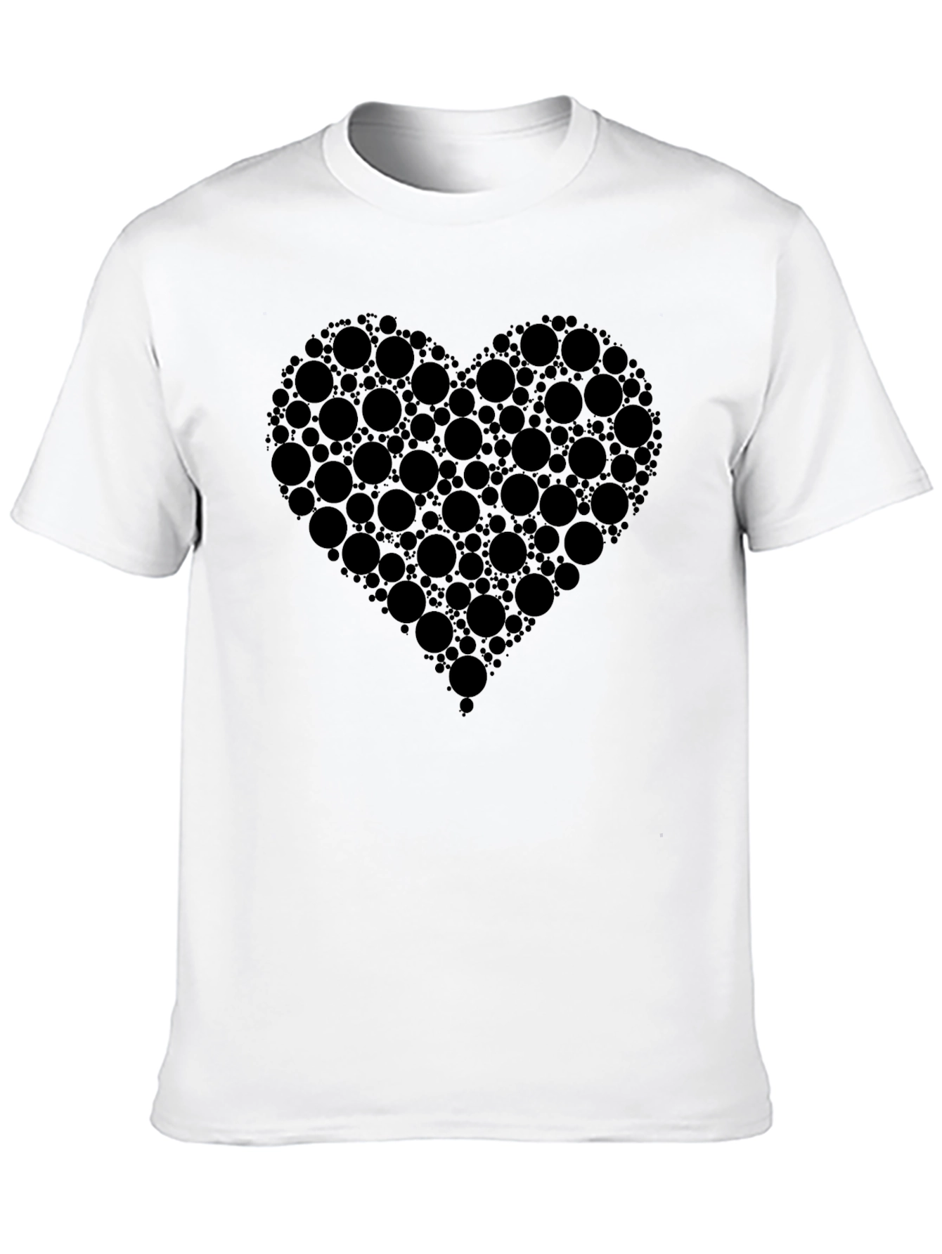 Heart Design Black Cotton T-Shirt