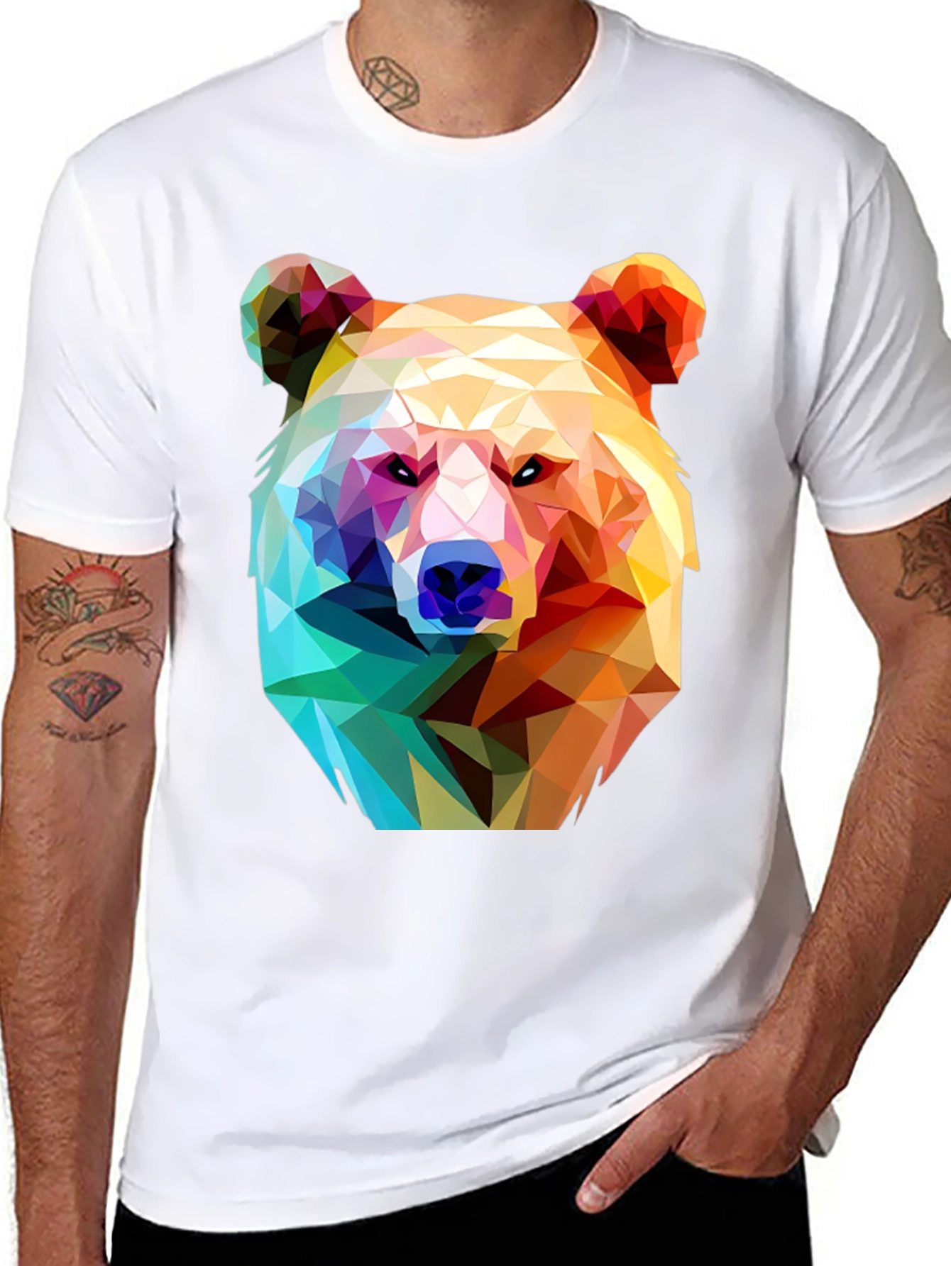 Geometric Bear Graphic T-Shirt