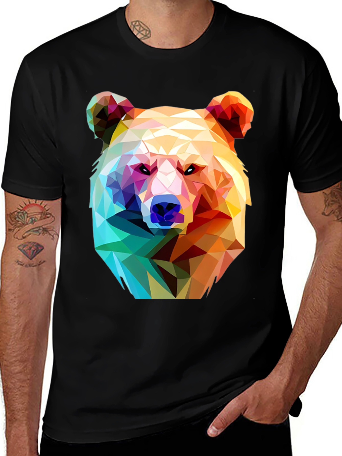 Geometric Bear Graphic T-Shirt