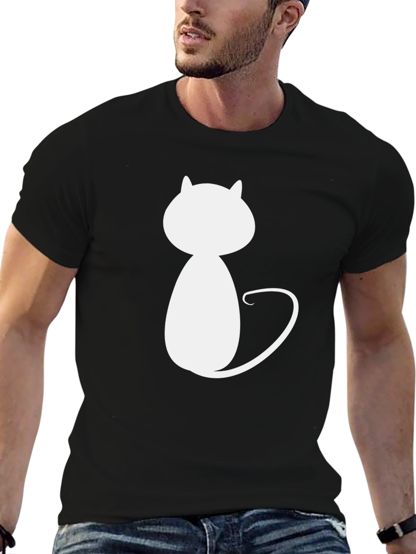 Cool Cat Graphic Tee - Soft Cotton Black T-Shirt