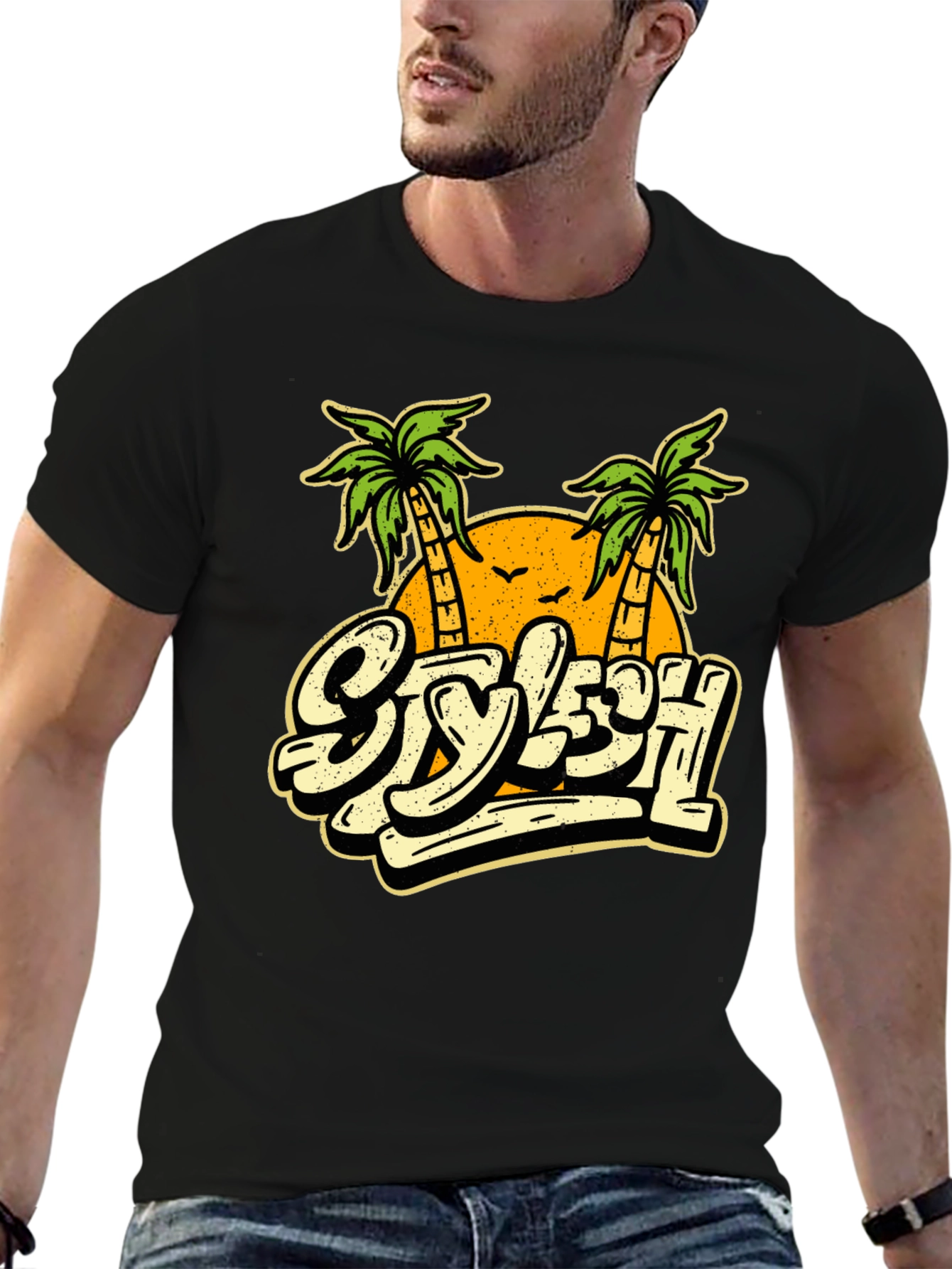 Stylish Palm Tree Graphic T-Shirt - Vacation Vibes