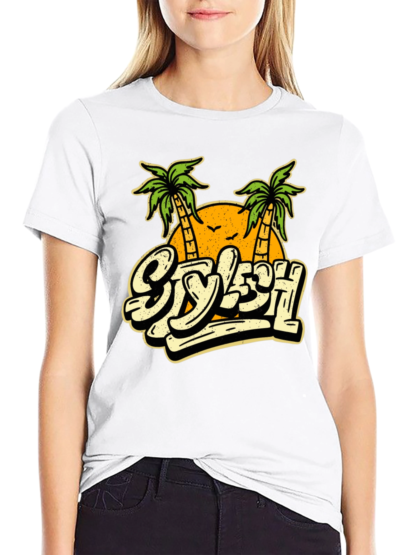Stylish Palm Tree Graphic T-Shirt - Vacation Vibes